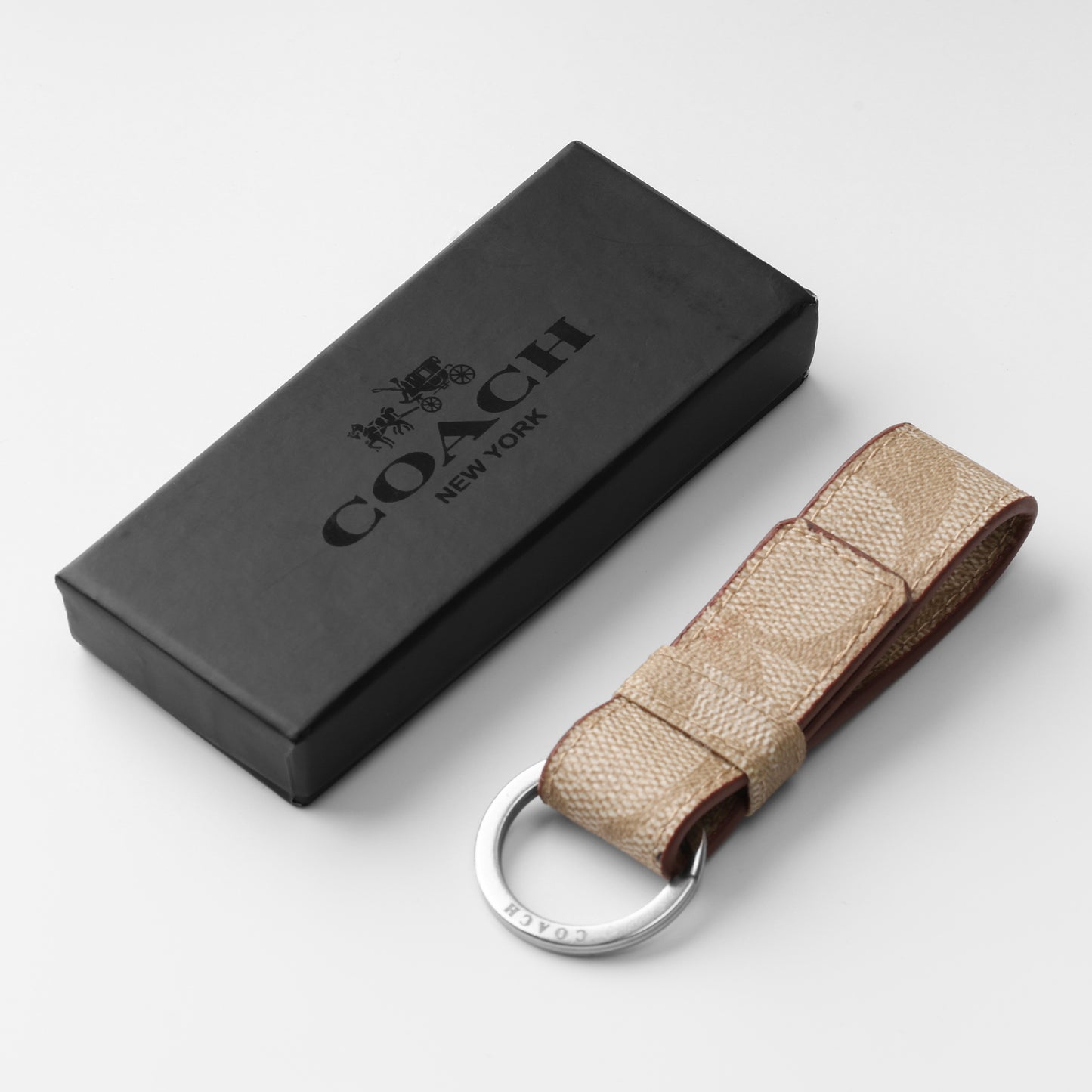 Signature Canvas Beige Key Fob