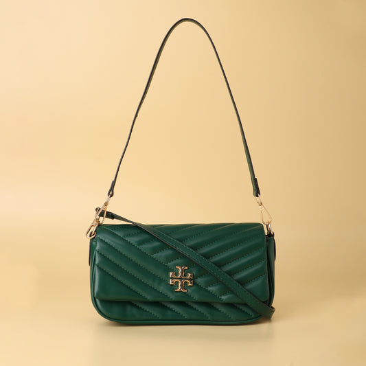 Burch Kira Chevron Shoulder Bag in Emerald Green