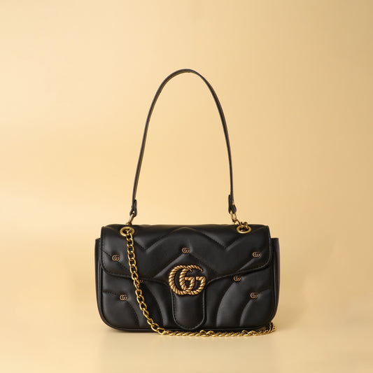Burch Black Monogram Chain Shoulder Bag