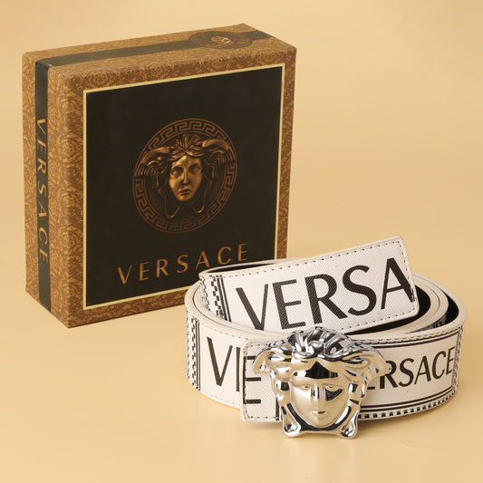 White Statement Medusa Buckle Belt