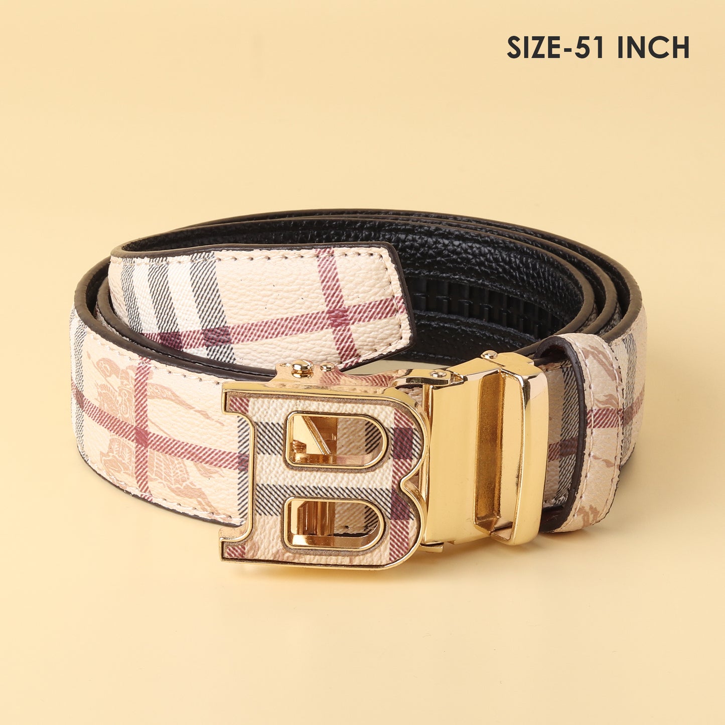 Beige Check Belt