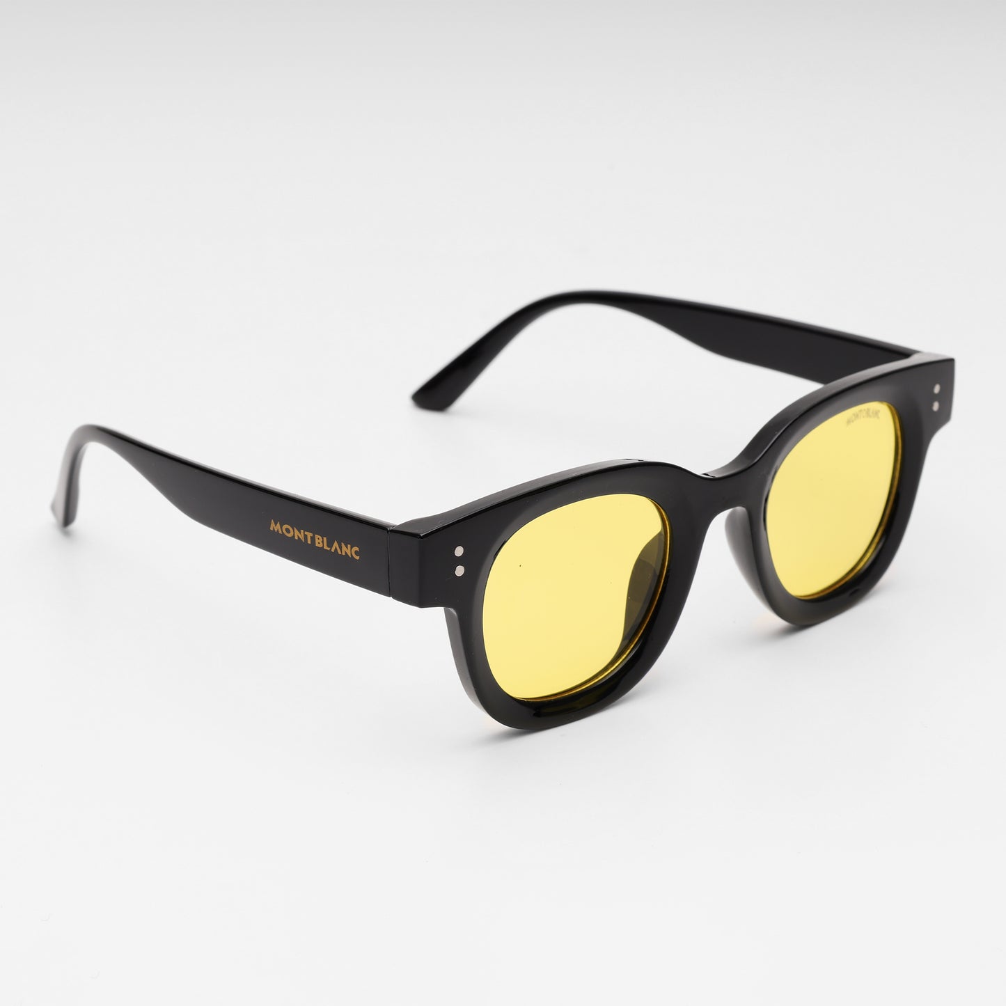 Montblanc Retro Black & Lemon-Tint Sunglasses