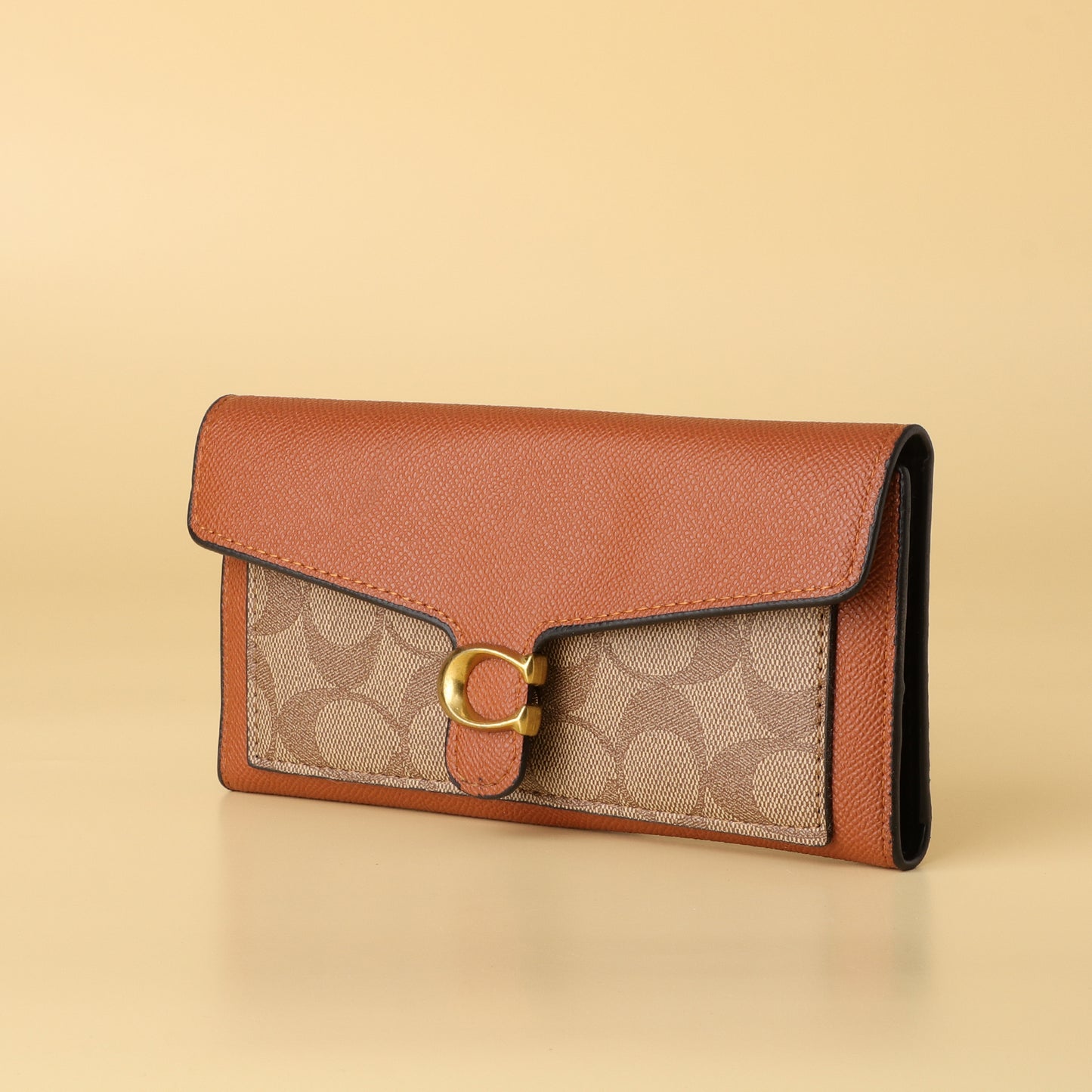 Signature Canvas & Leather Tri-Fold Wallet – Timeless Elegance
