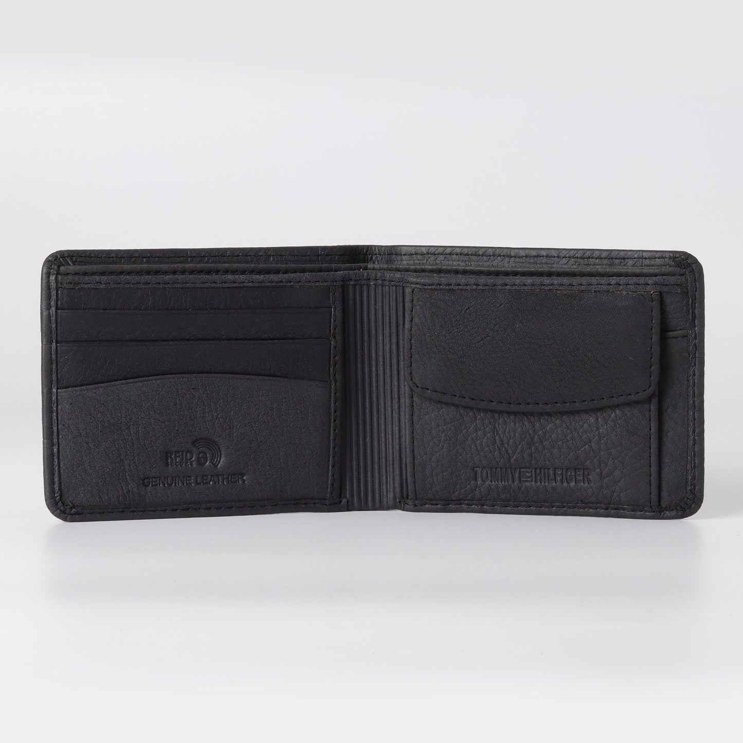 T-Grid Embossed Wallet in Jet Black
