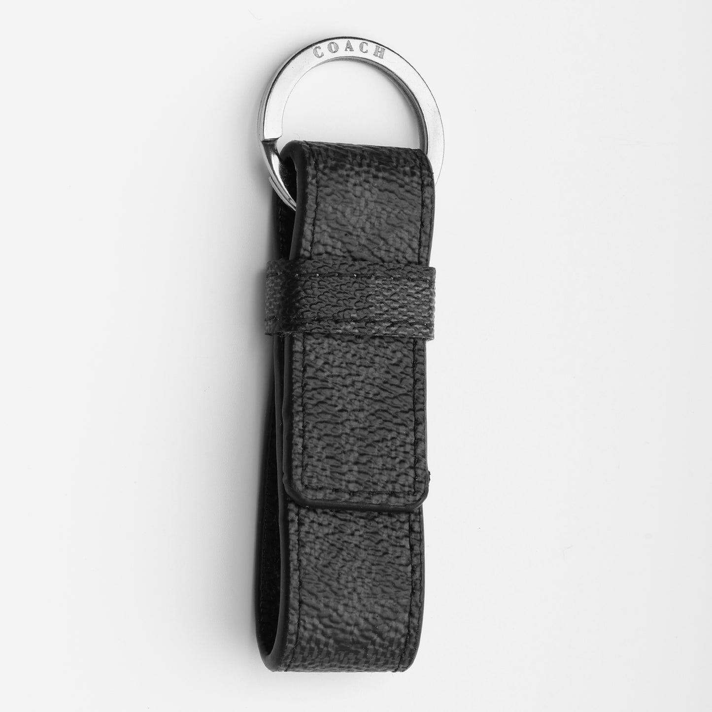 Black Pebble Leather Key Fob