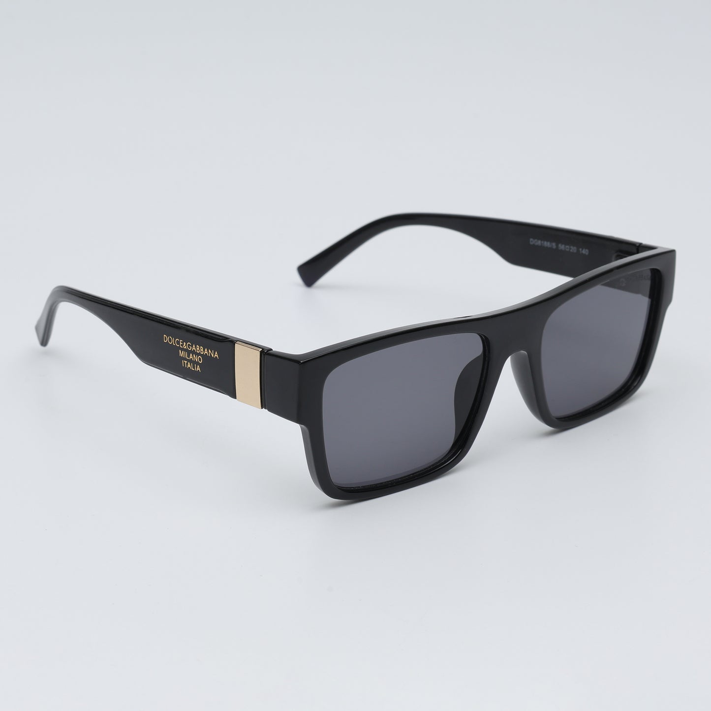 Noir Gold-Edge Rectangular Sunglasses
