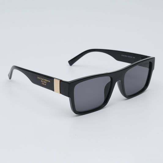 Noir Gold-Edge Rectangular Sunglasses