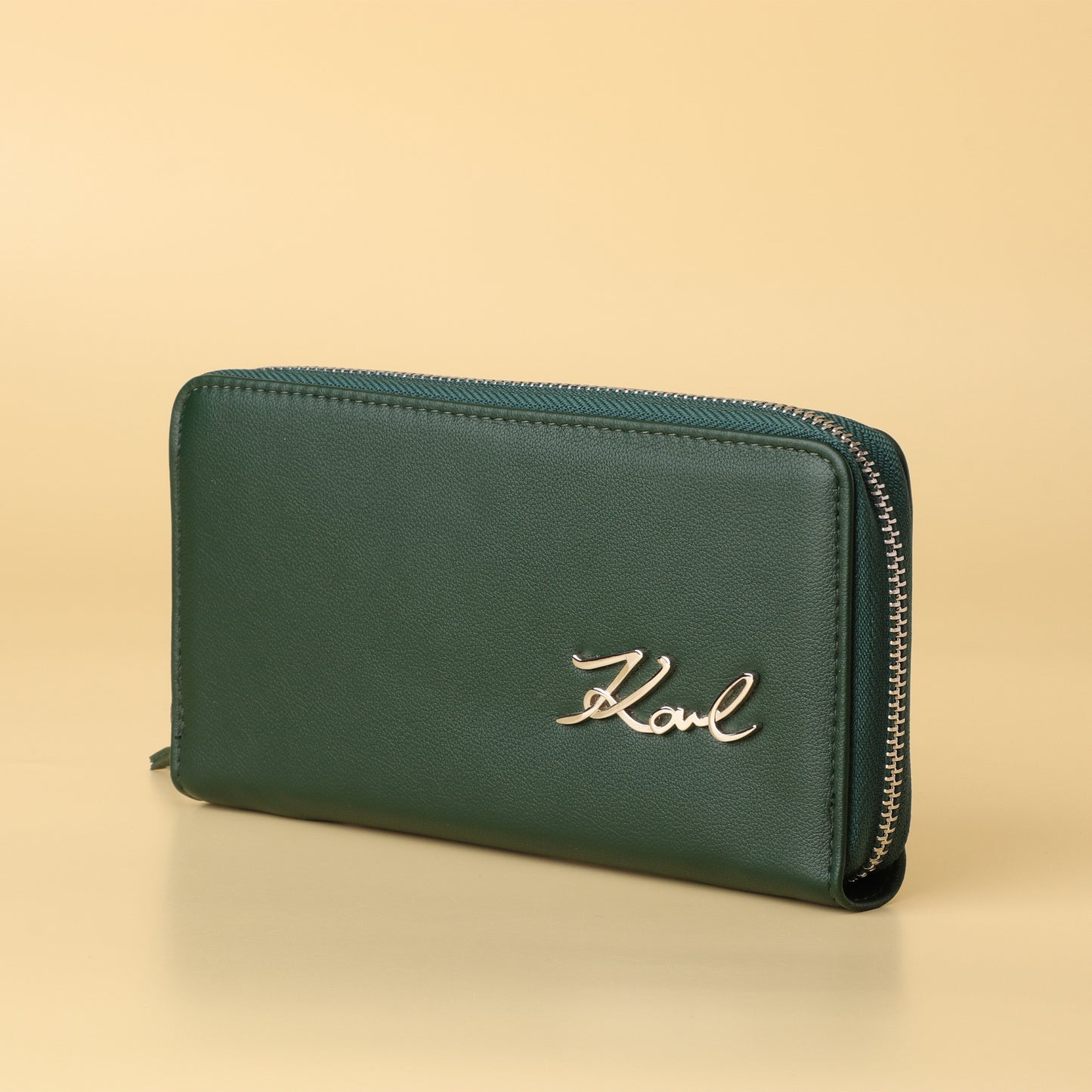 Lagerfeld Paris Green Zip-Around Wallet – Elegant Designer Women’s Wallet