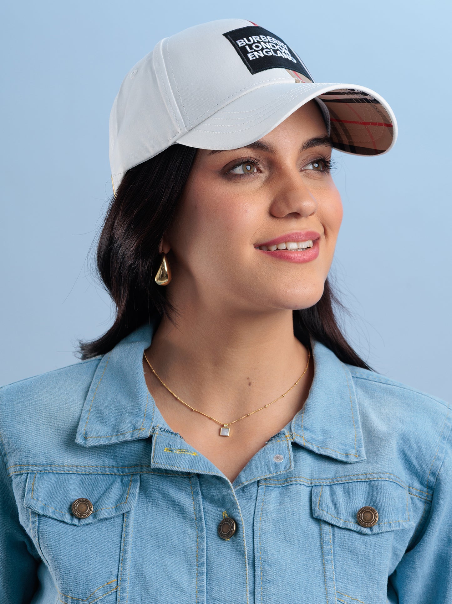 Ivory Check Luxe Cap