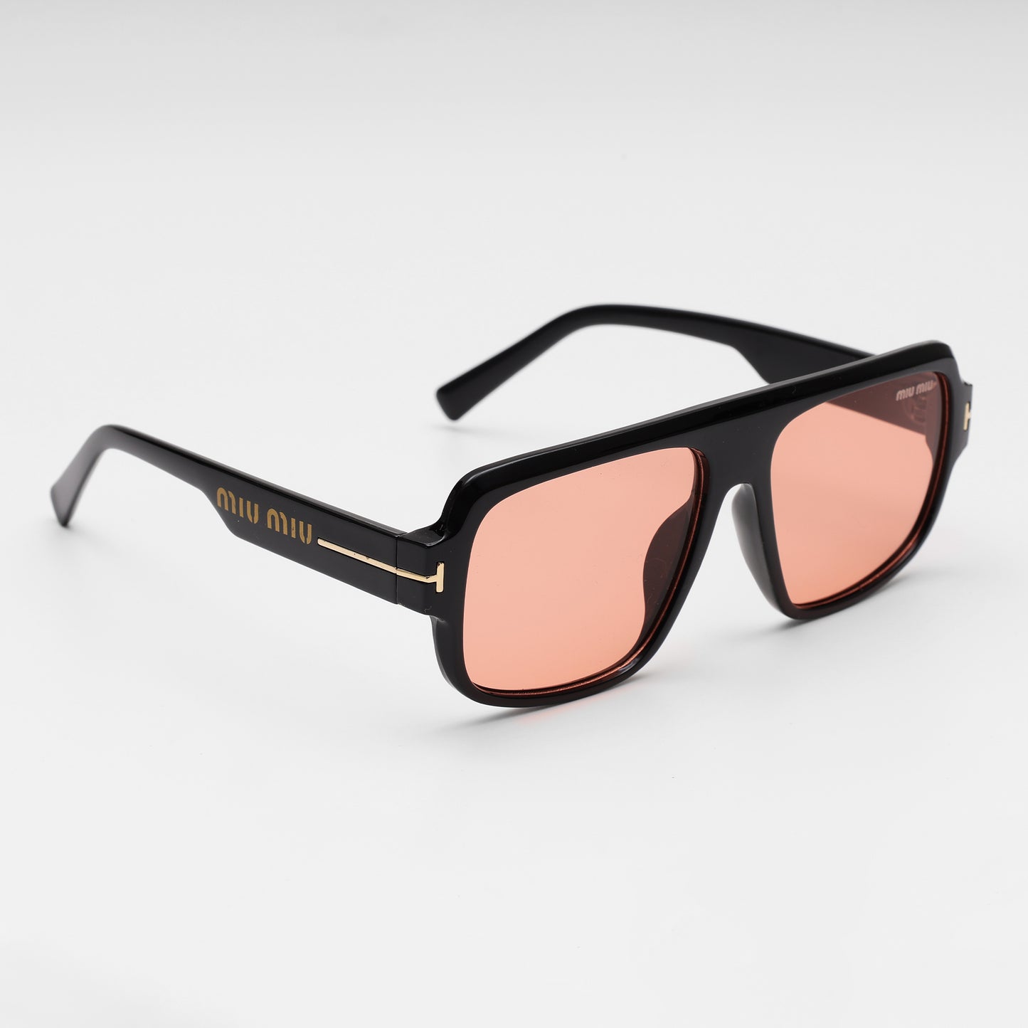 Black Navigator Pink Lens Sunglasses