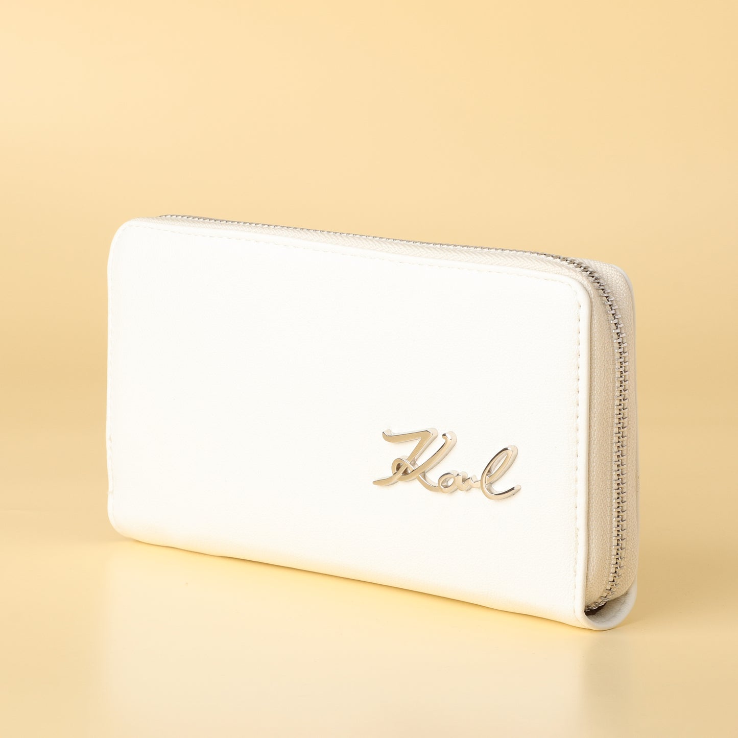 Lagerfeld White Zip-Around Wallet