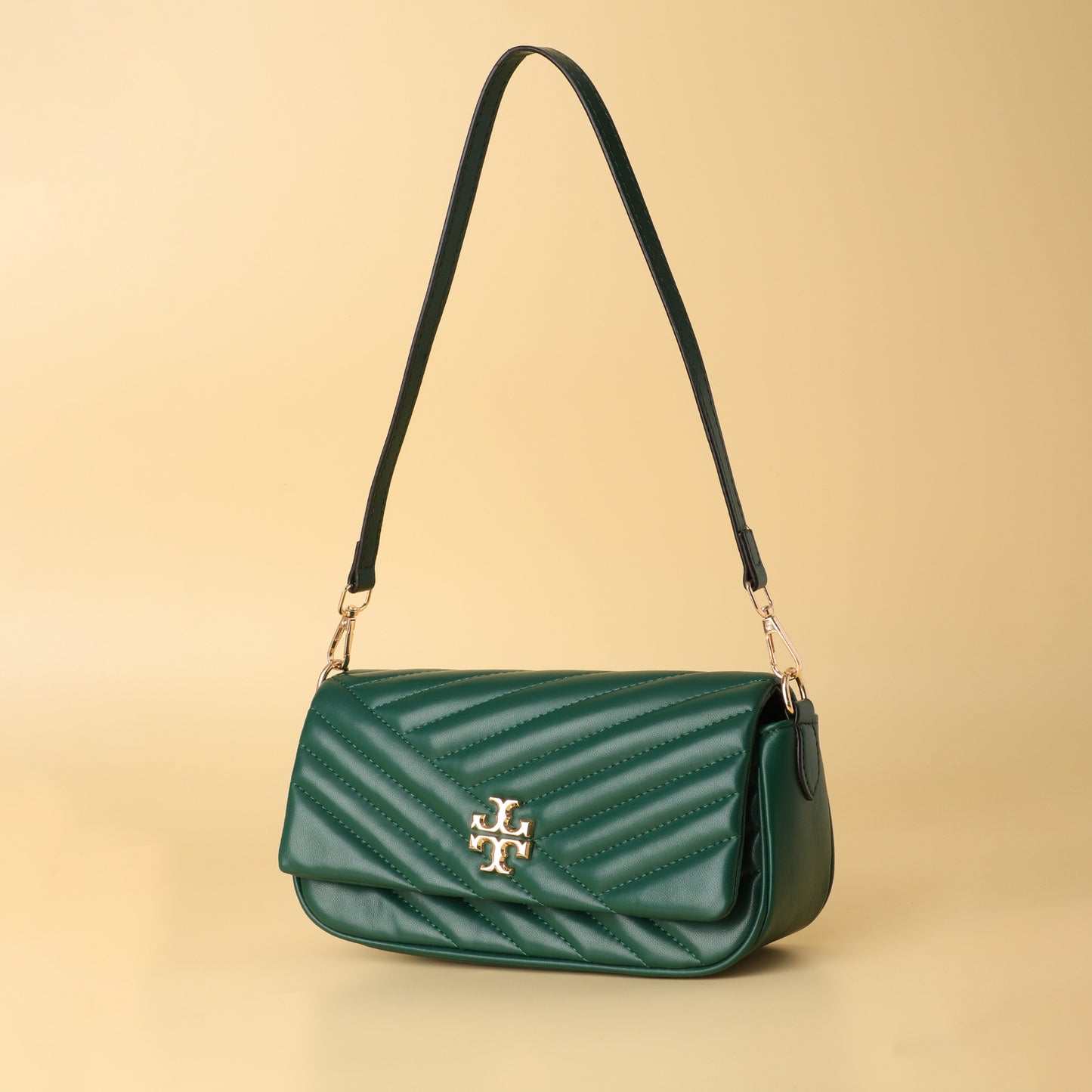 Burch Kira Chevron Shoulder Bag in Emerald Green