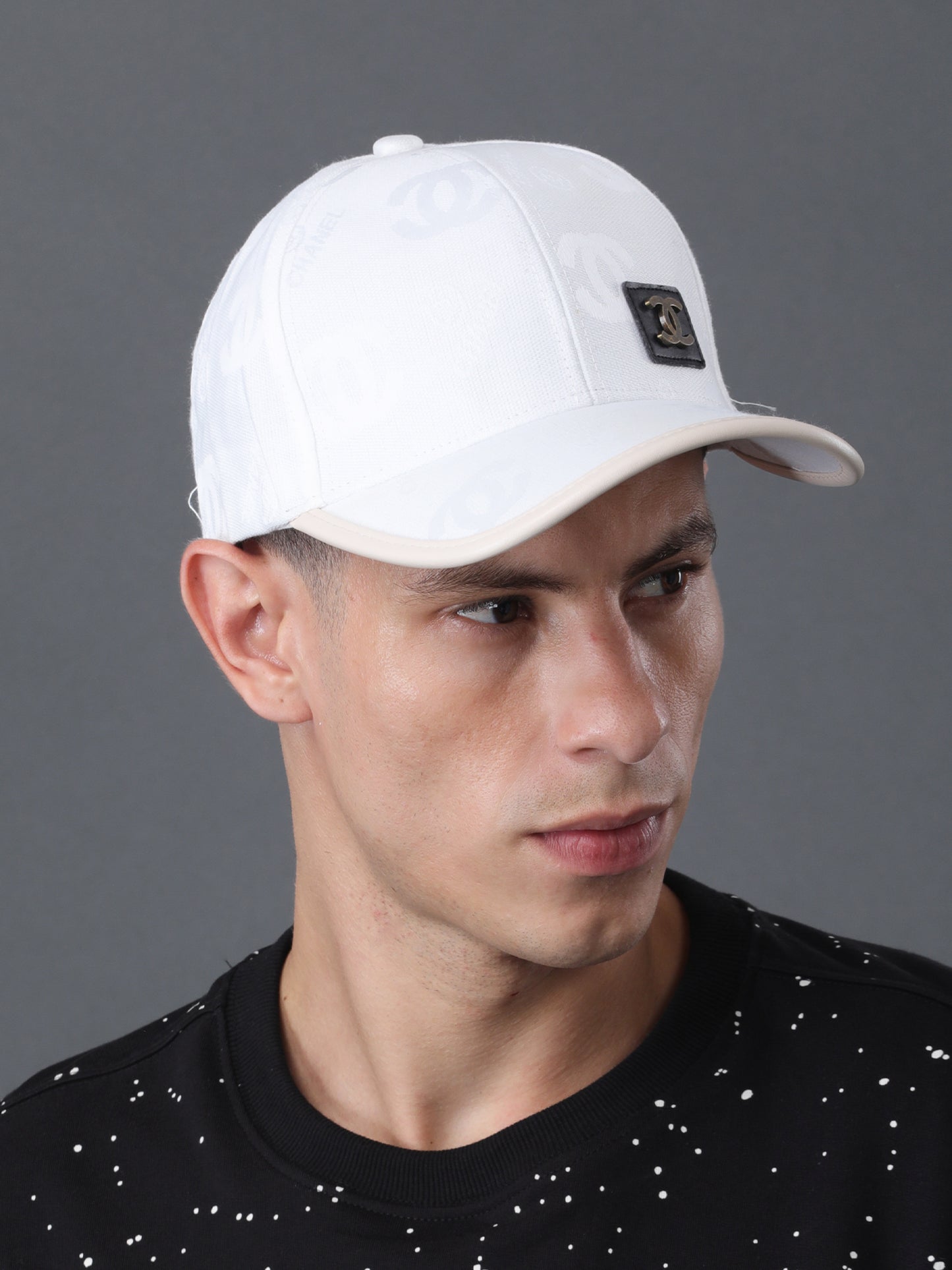 White Monogram Logo Cap