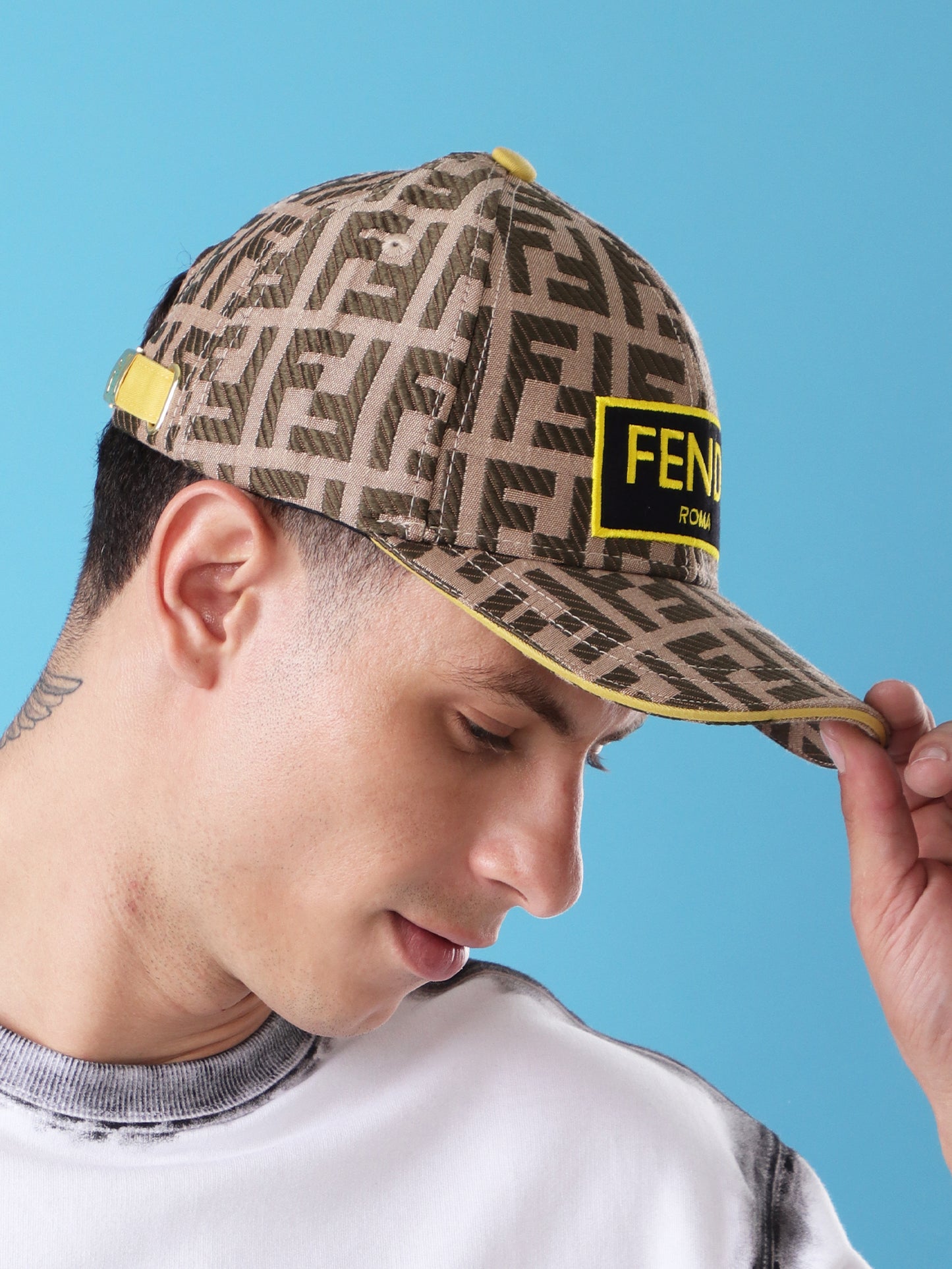 Roma Monogram Cap – Bold Brown & Yellow Edition