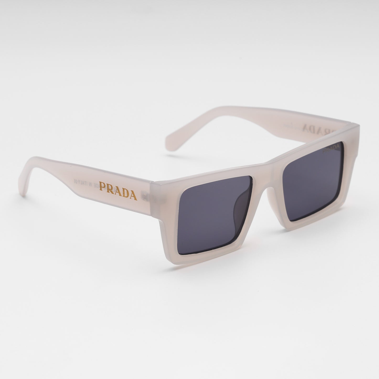 Frosted Ivory Rectangle Sunglasses