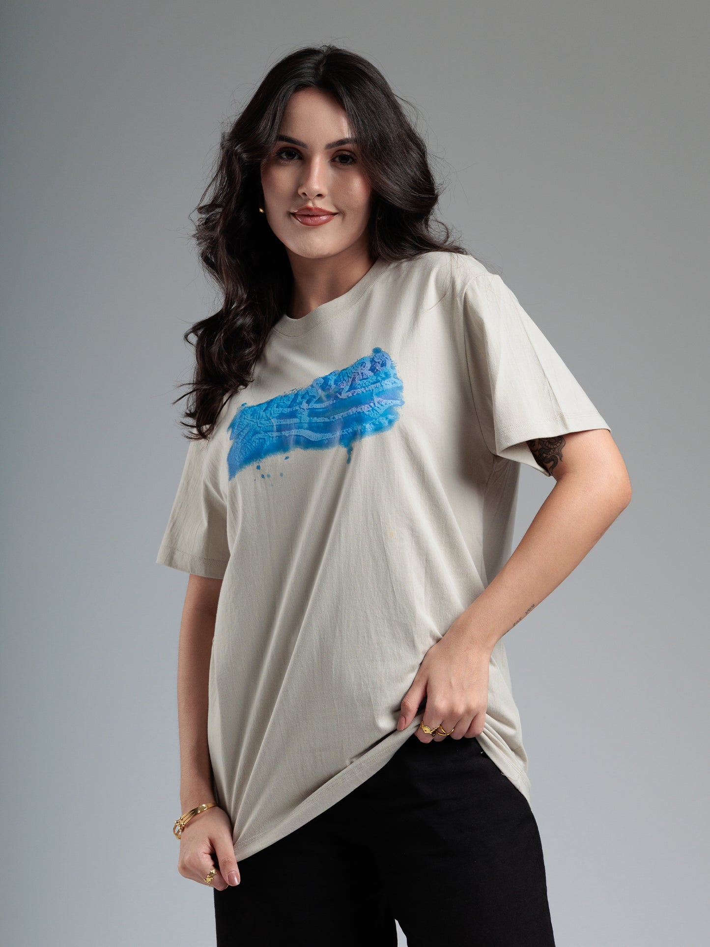 Sandstone Blue Brush Graphic T-Shirt