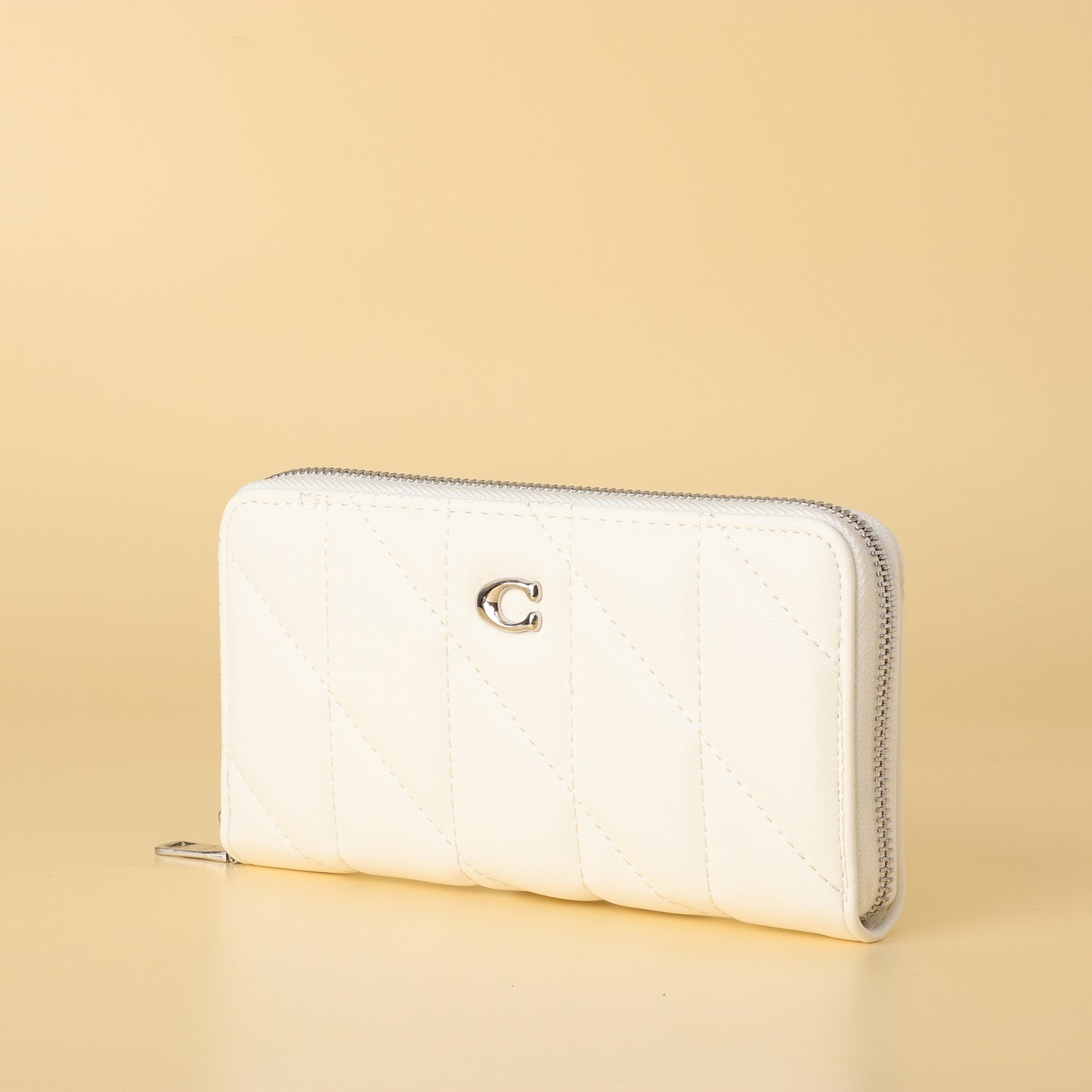 Coach White Quilted Zip-Around Wallet