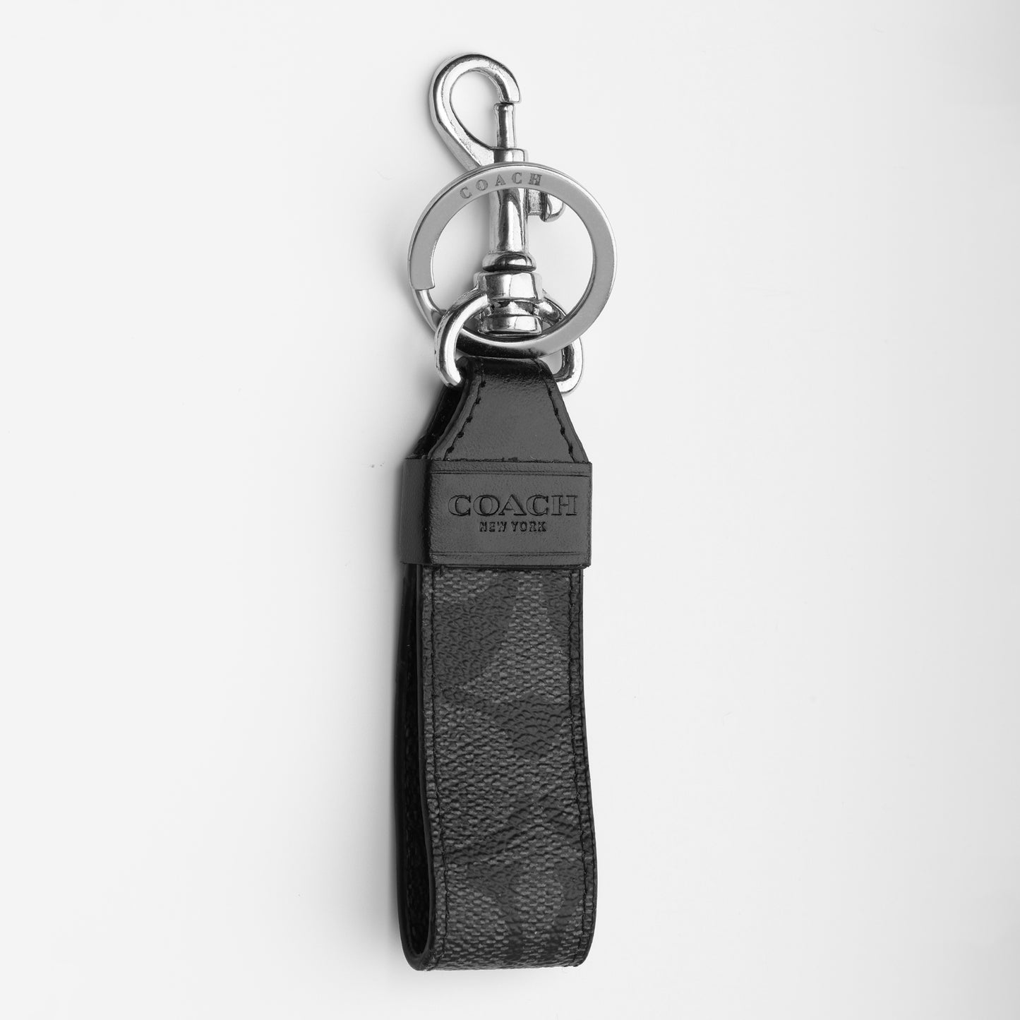 Signature Black Leather Keychain