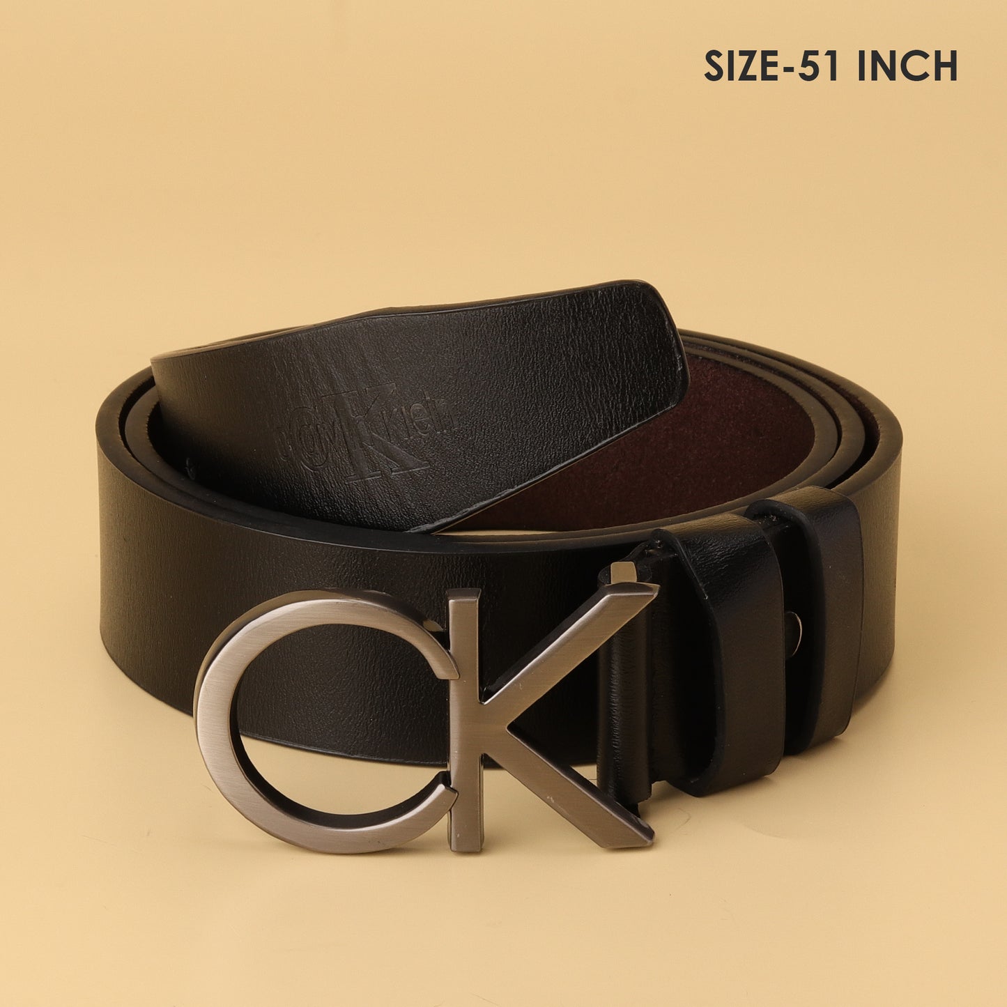 Black Leather CK Buckle Belt