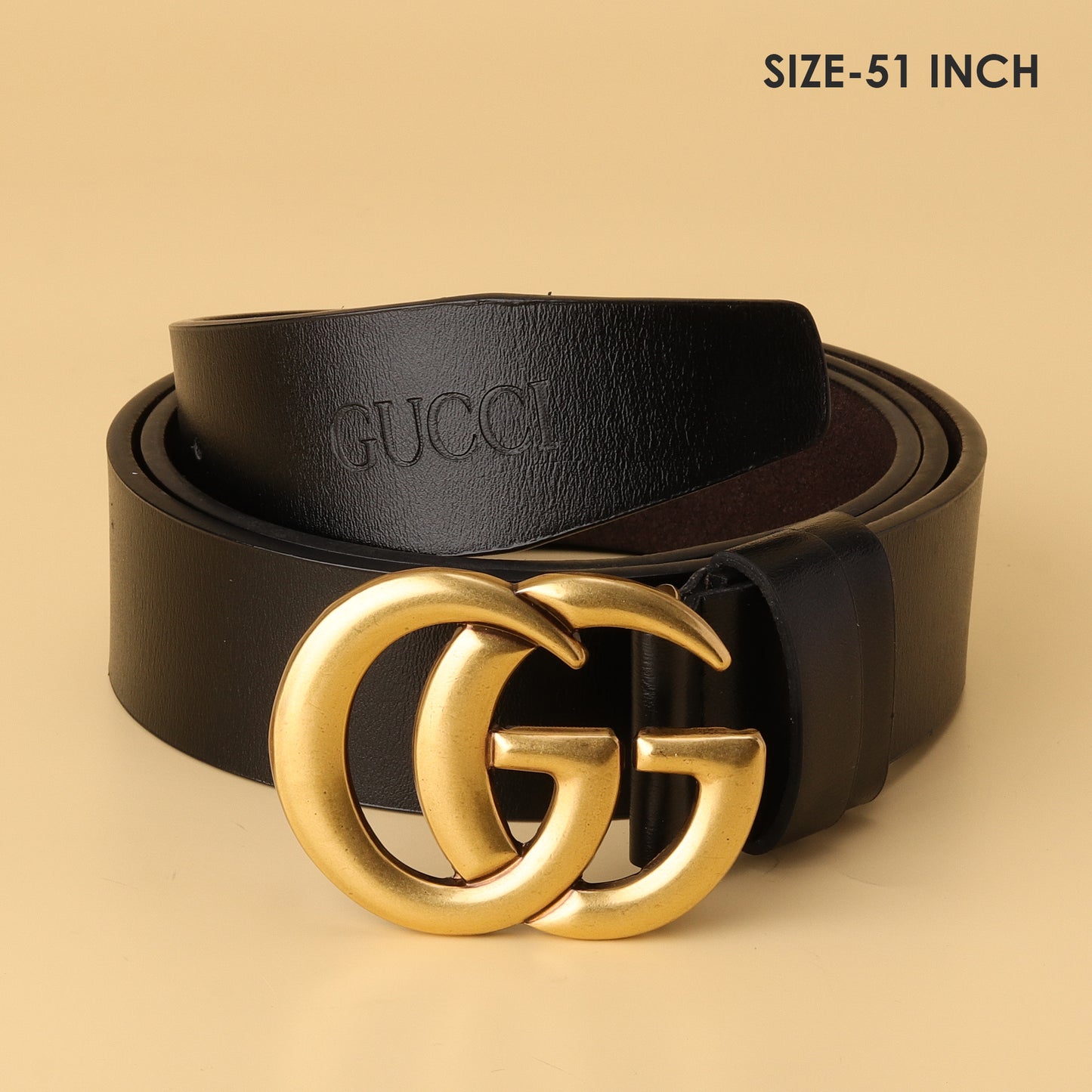Black Leather Belt with Iconic Double G Buckle