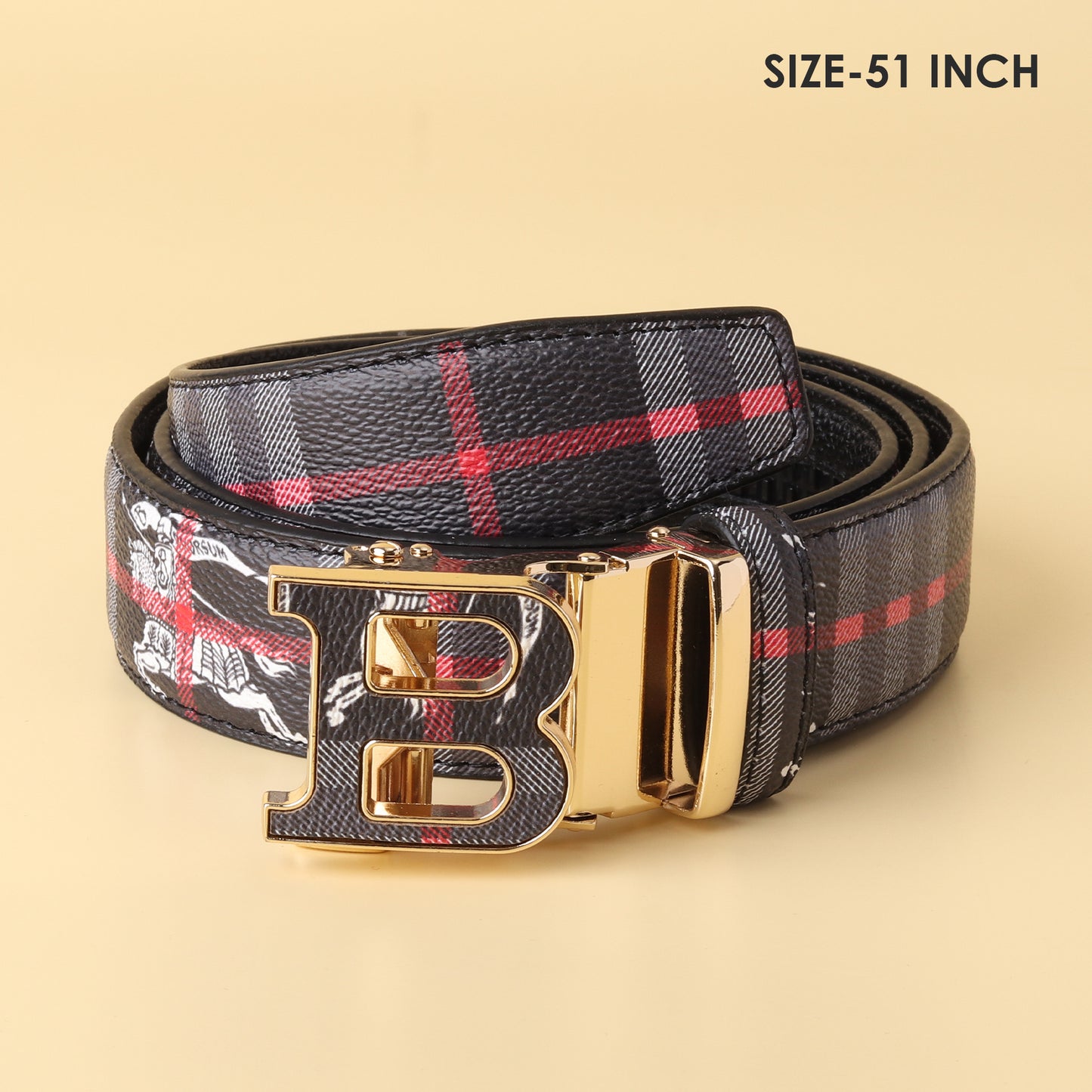 Monogram Plaid Leather Belt