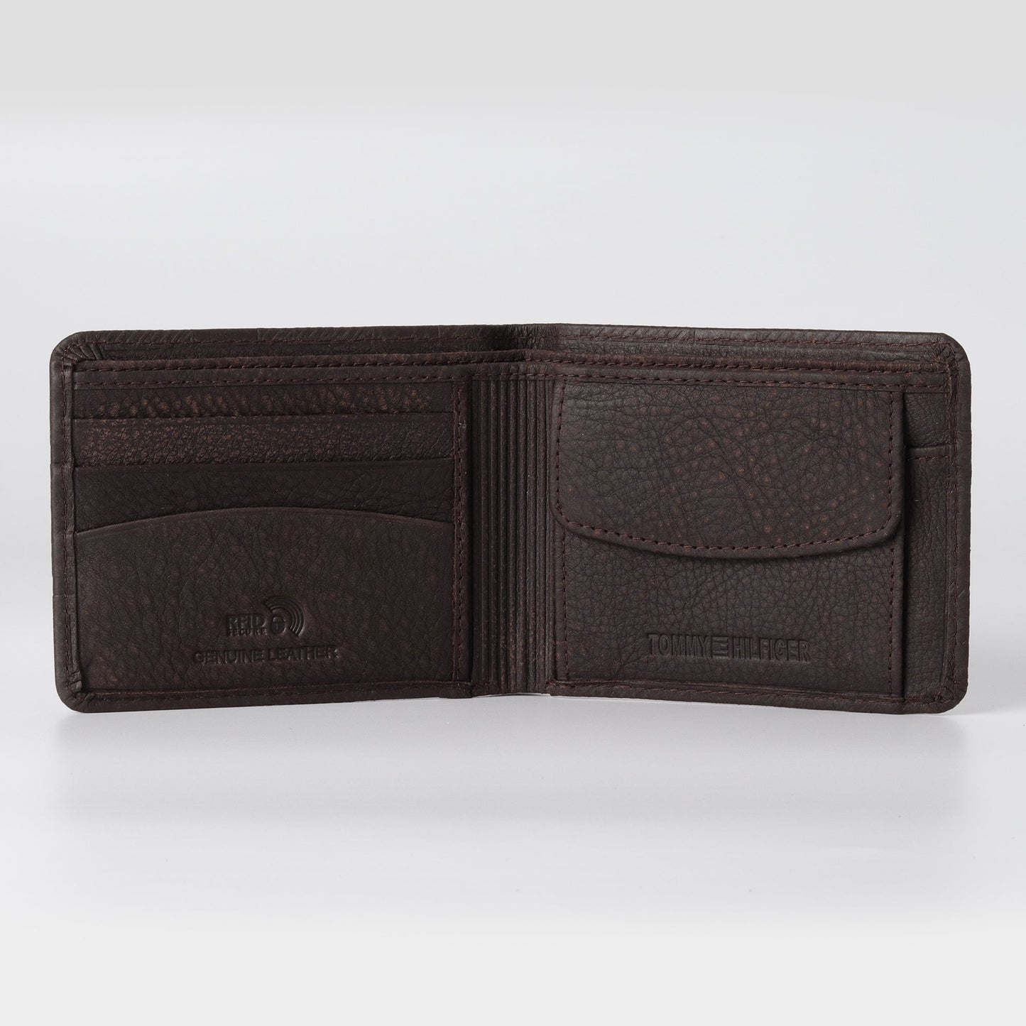 T-Grid Embossed Wallet in Dark Chocolate