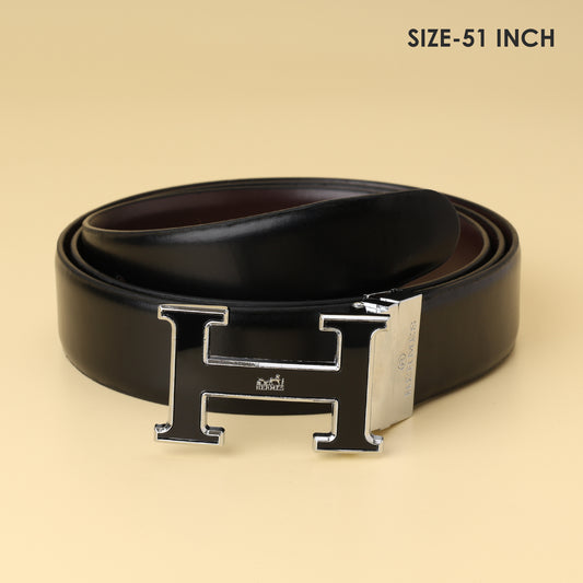 H Buckle Reversible Leather Belt