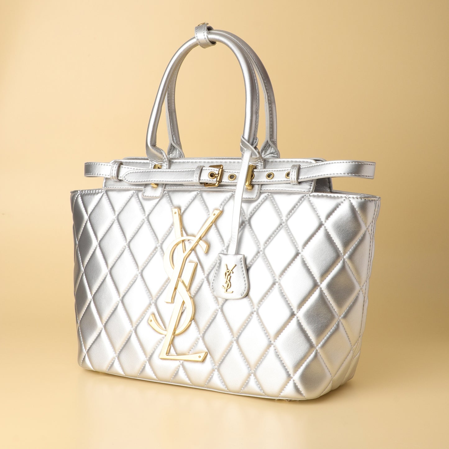 YSL Metallic Quilted Tote