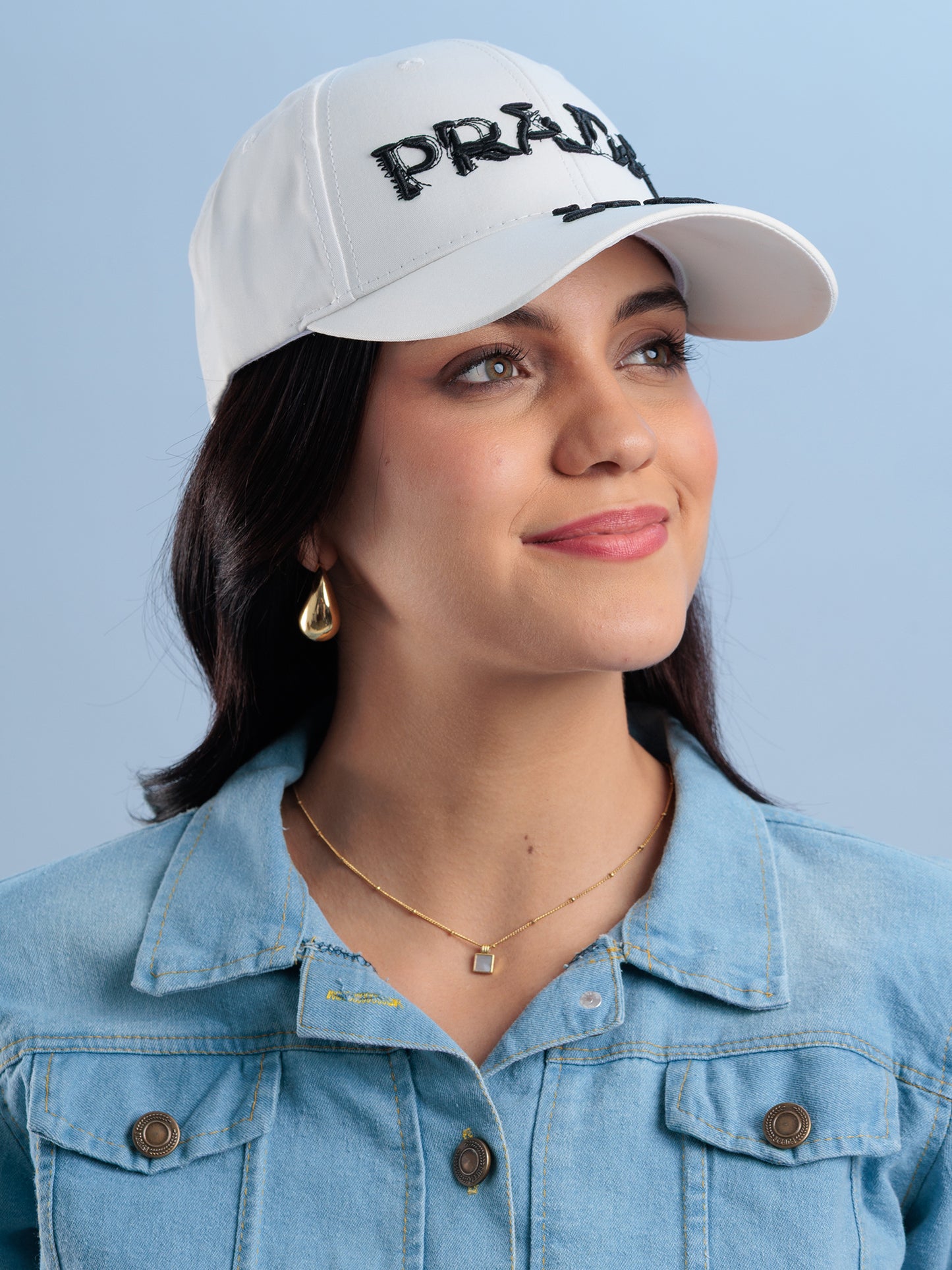 Ivory Distressed Statement Cap