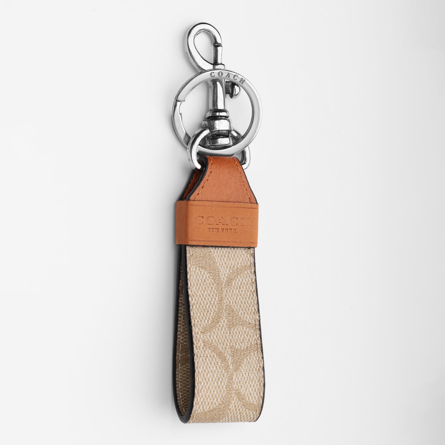 Tan Leather Trim keychain