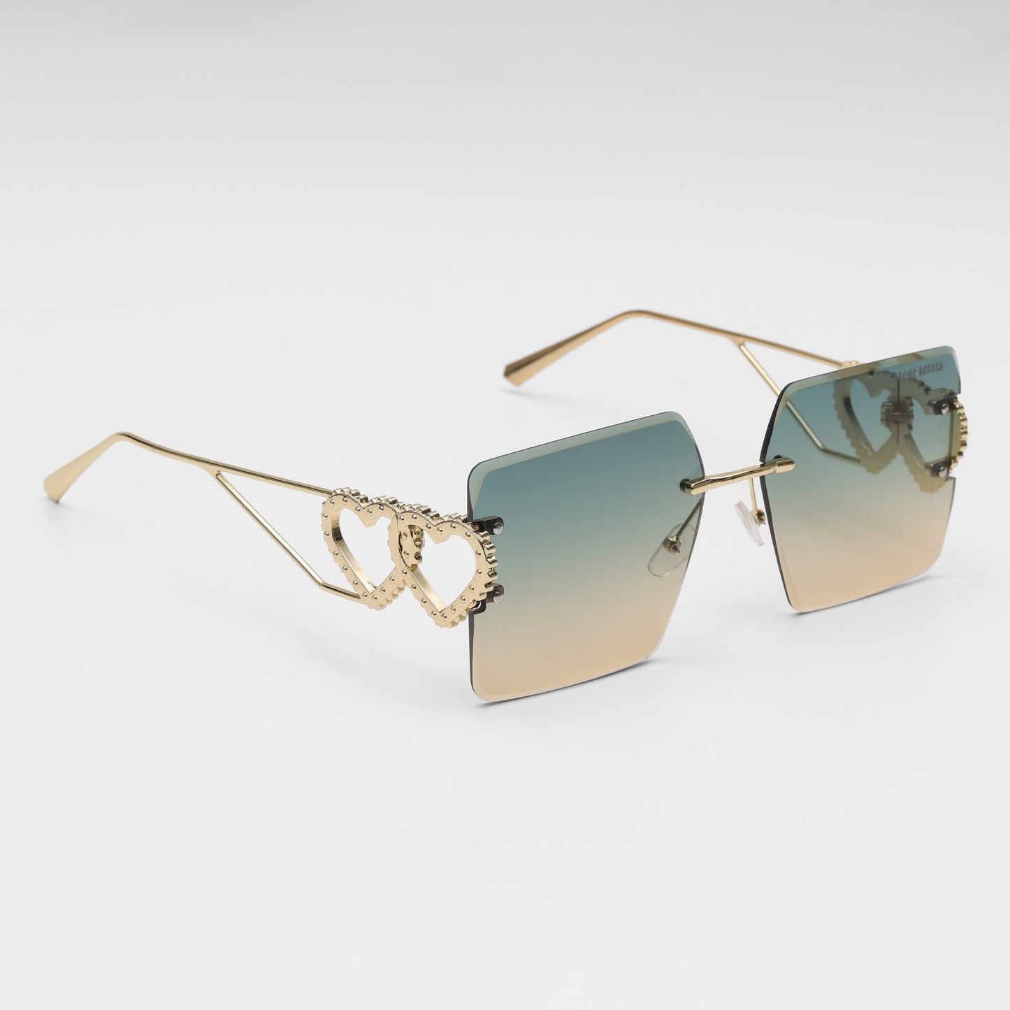 “Heart Luxe” Square Rimless Sunglasses