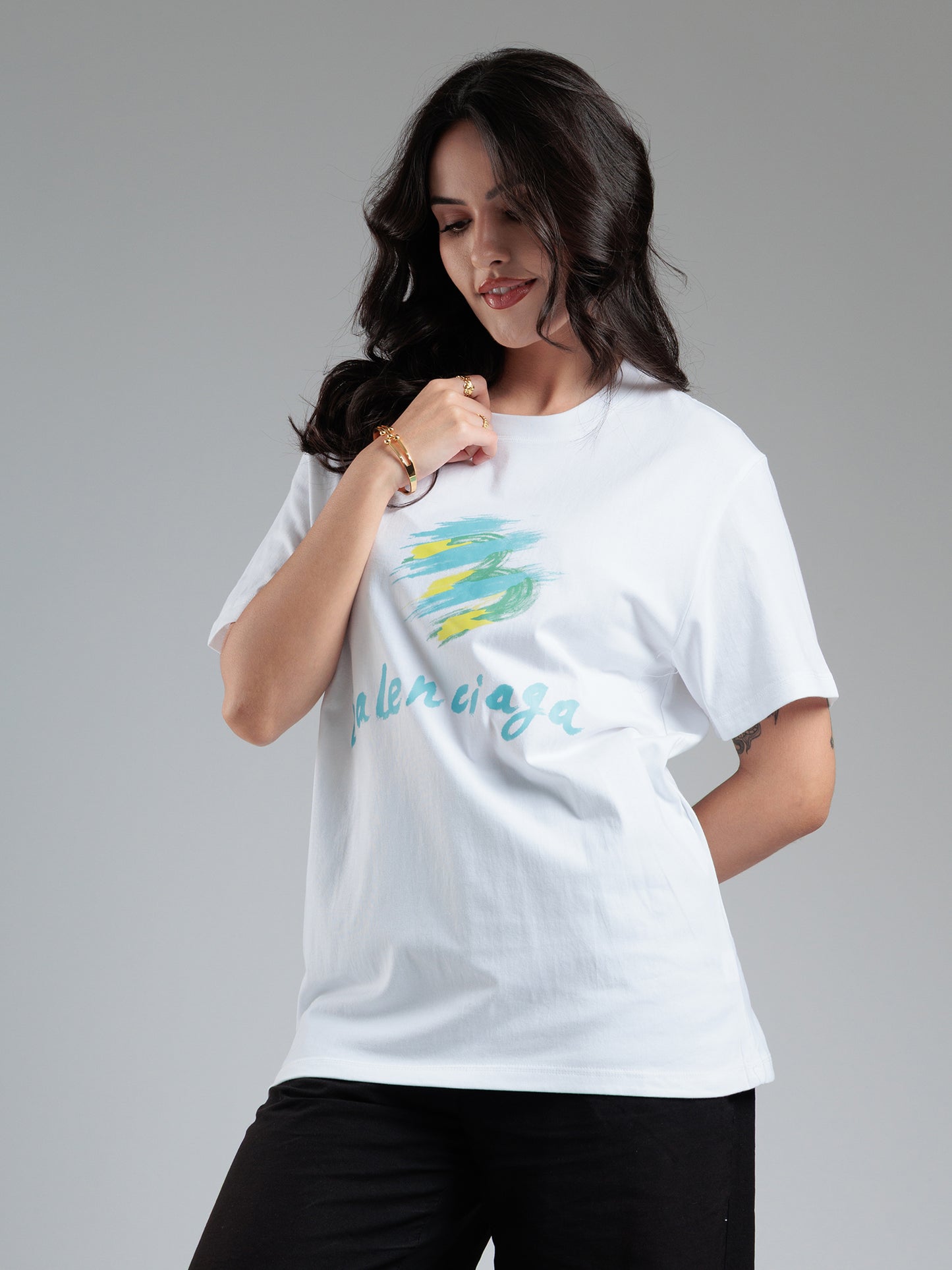 Aqua Brush White Graphic T-Shirt