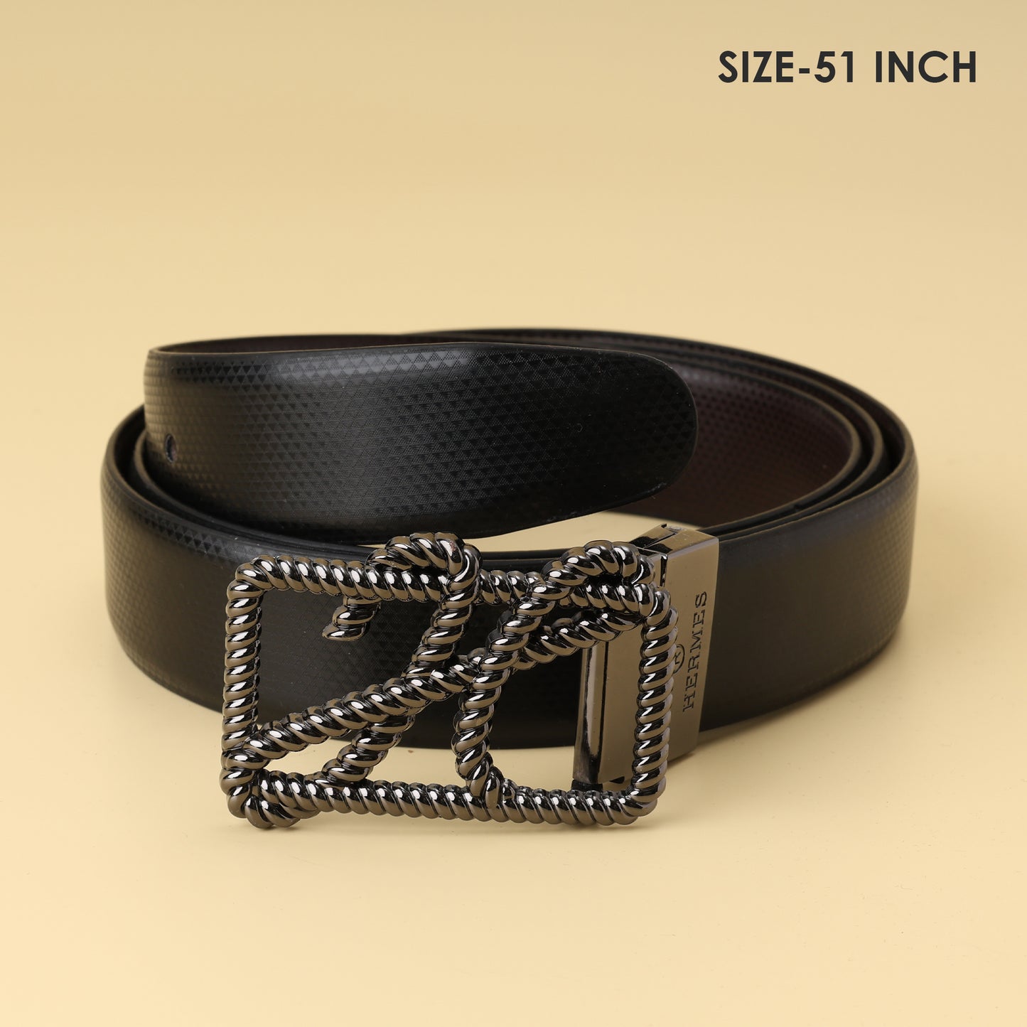 Black Textured Leather Belt