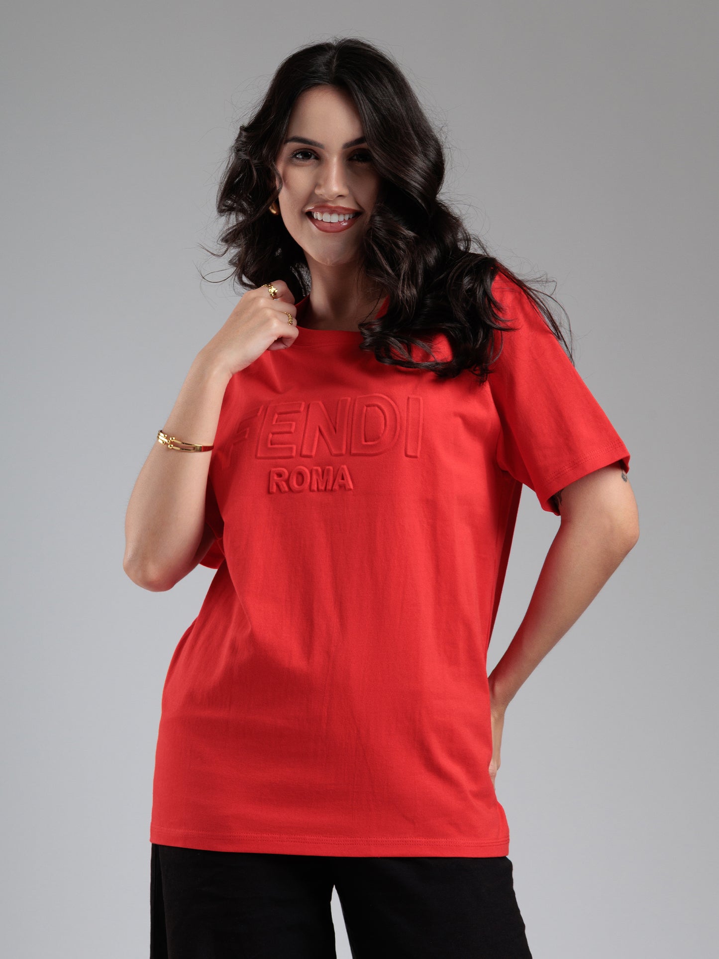 Crimson Tonal Embossed T-Shirt