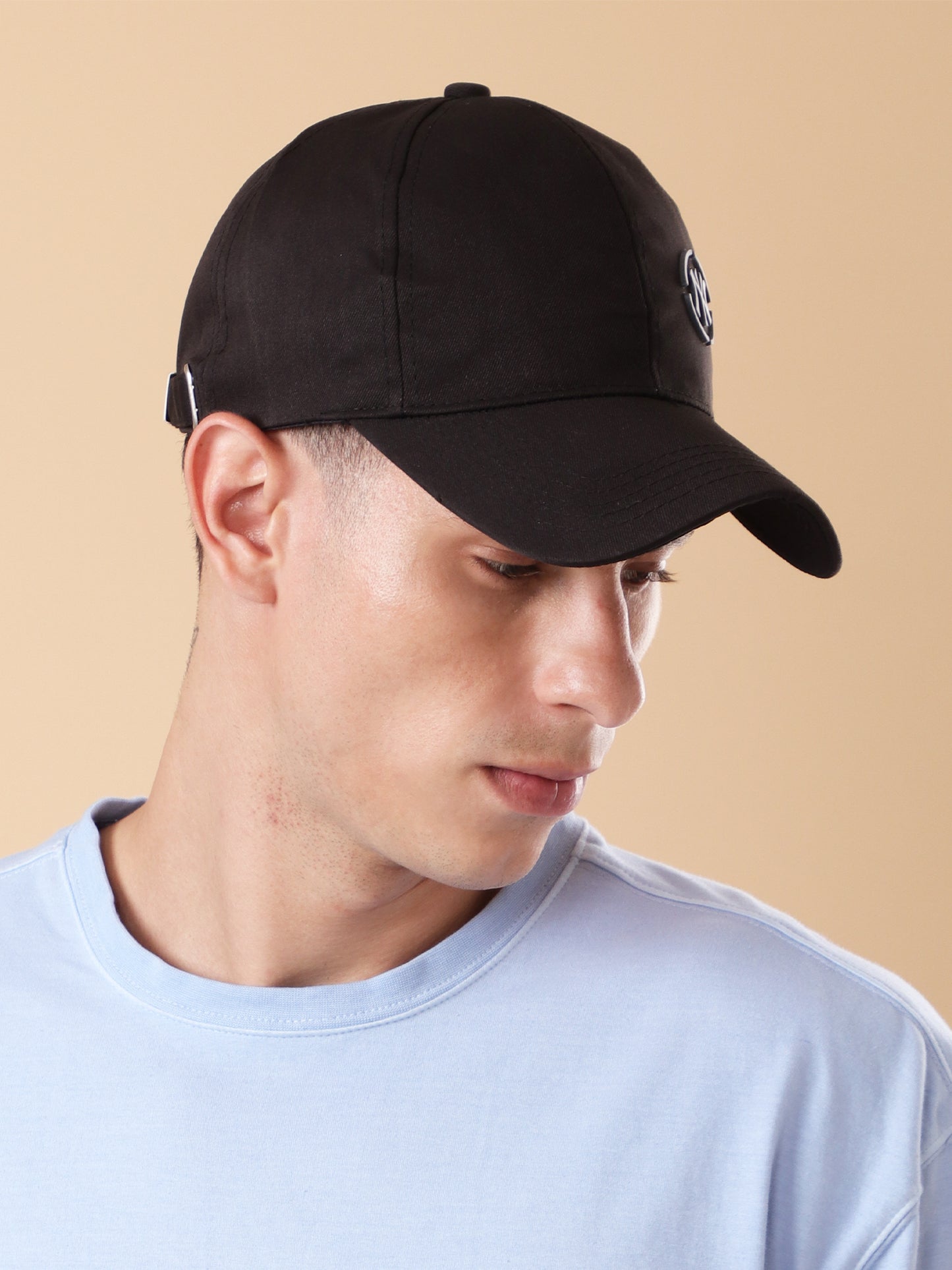 Street-Style Black Cap with Tonal 'NY' Logo