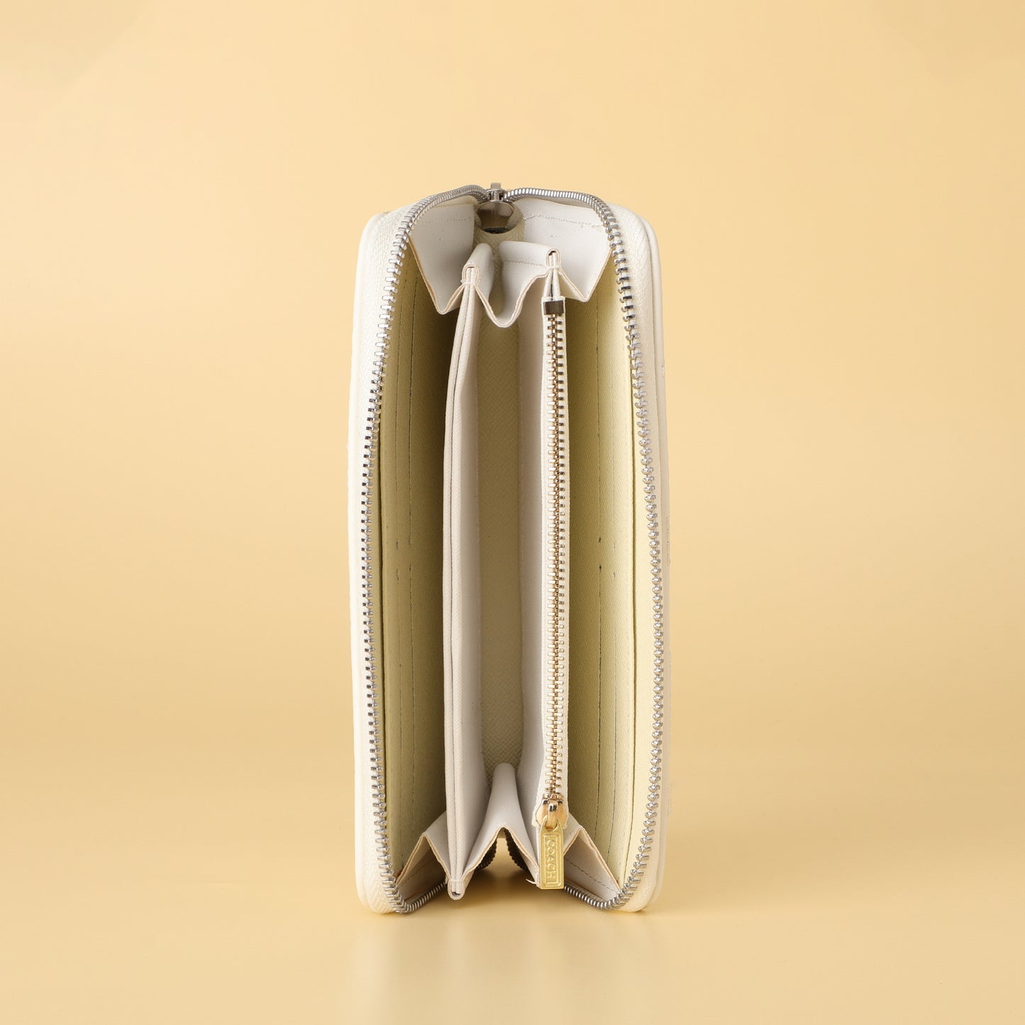 Coach White Quilted Zip-Around Wallet