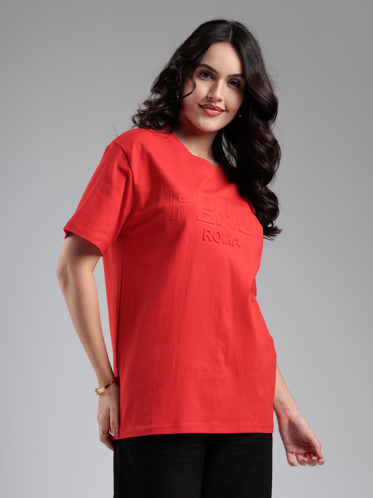 Crimson Tonal Embossed T-Shirt