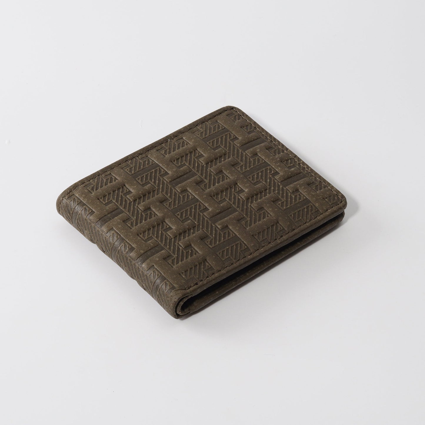 T-Grid Embossed Wallet in Olive Green