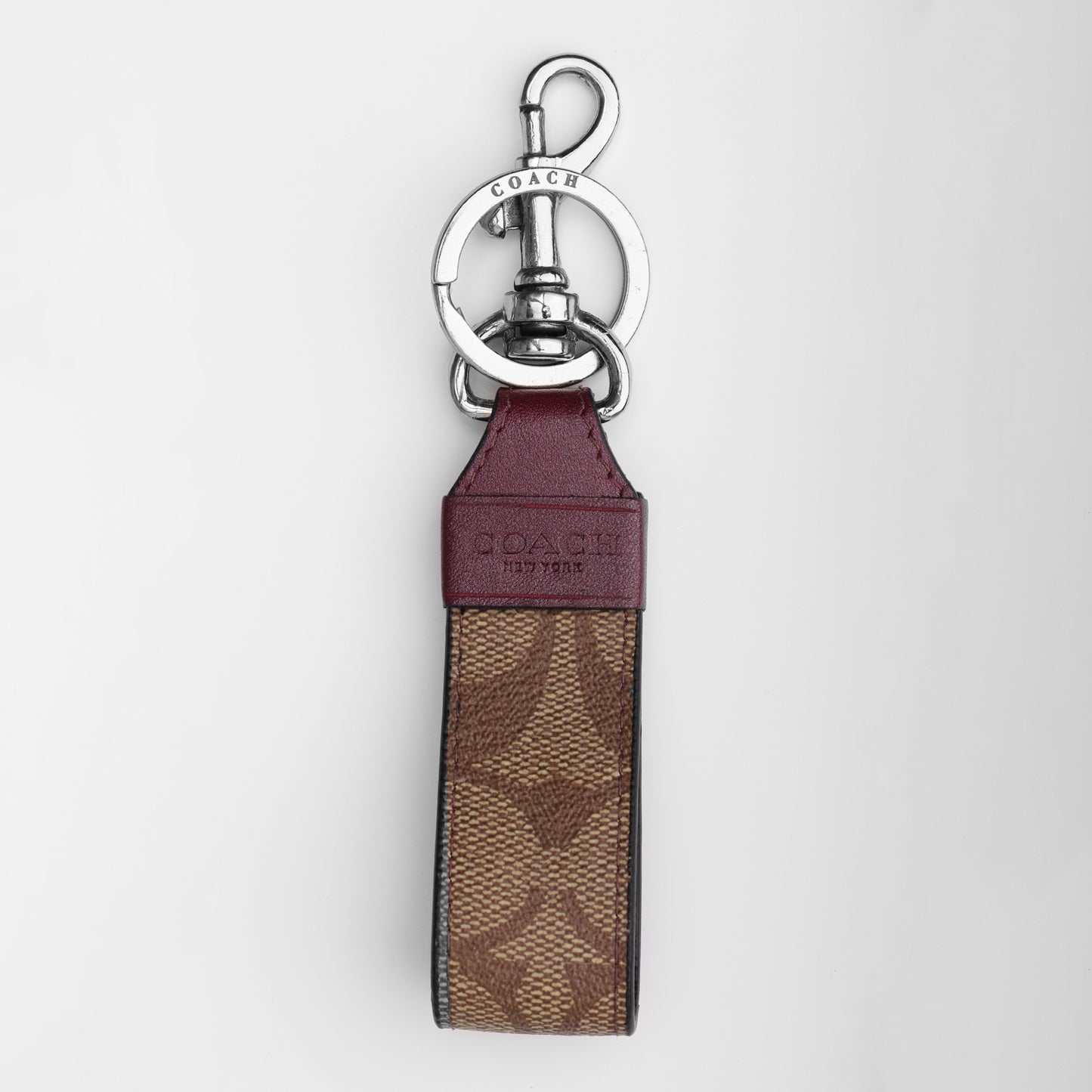 Maroon Leather Accent Keychain