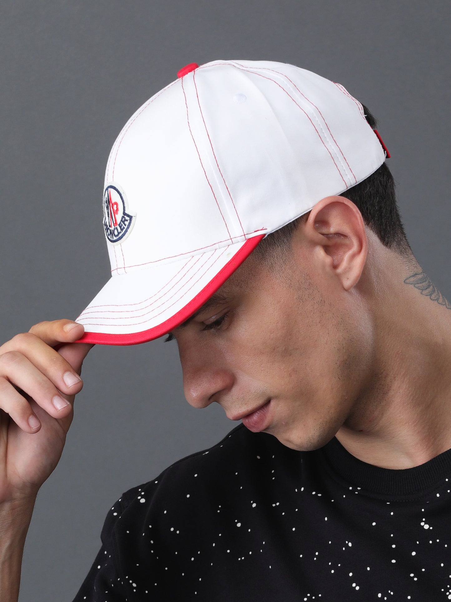 White & Red Classic Logo Cap