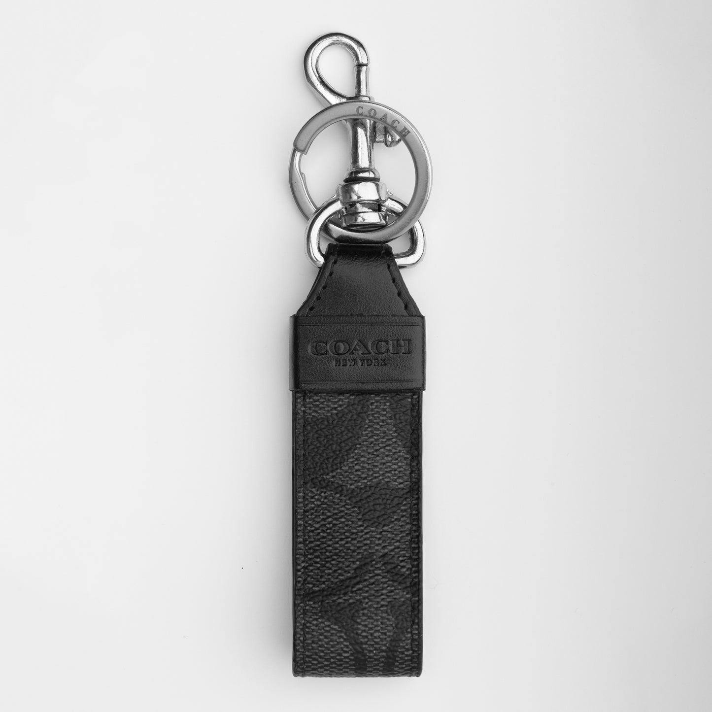 Signature Black Leather Keychain