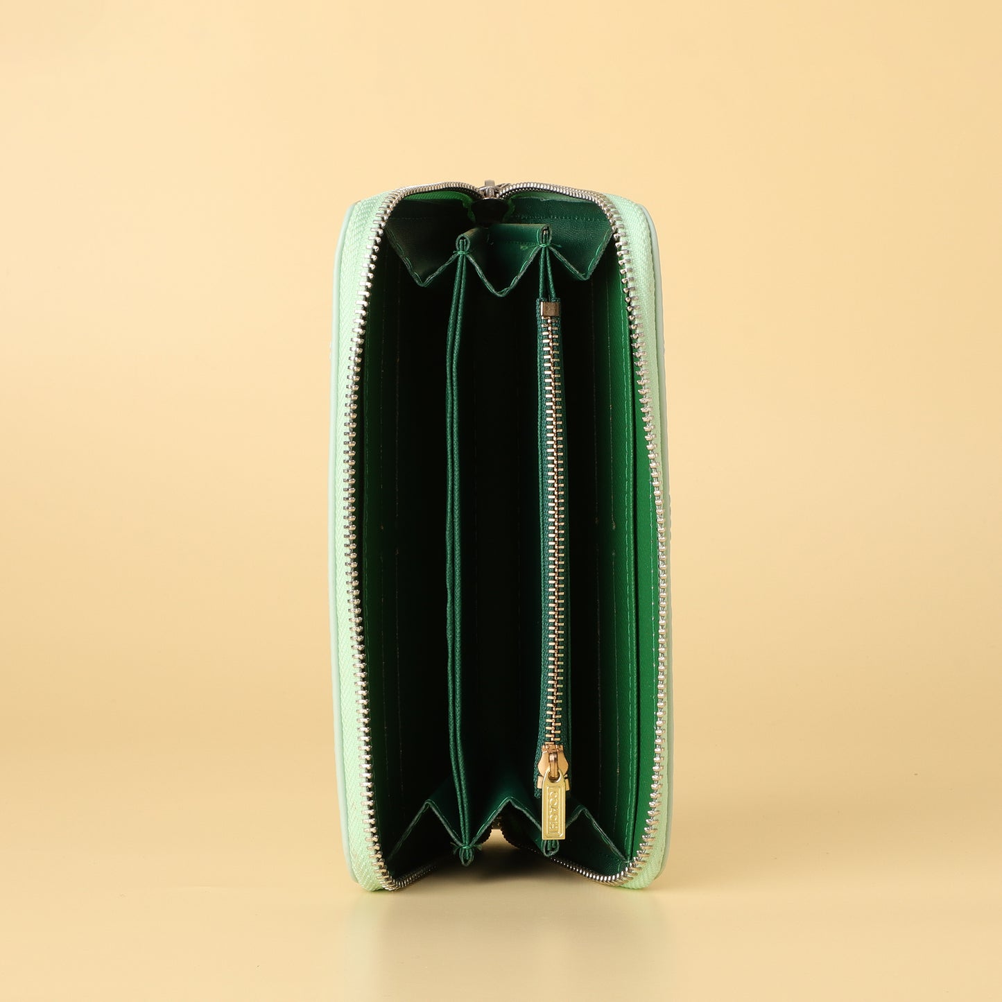 Mint Green Quilted Zip-Around Wallet