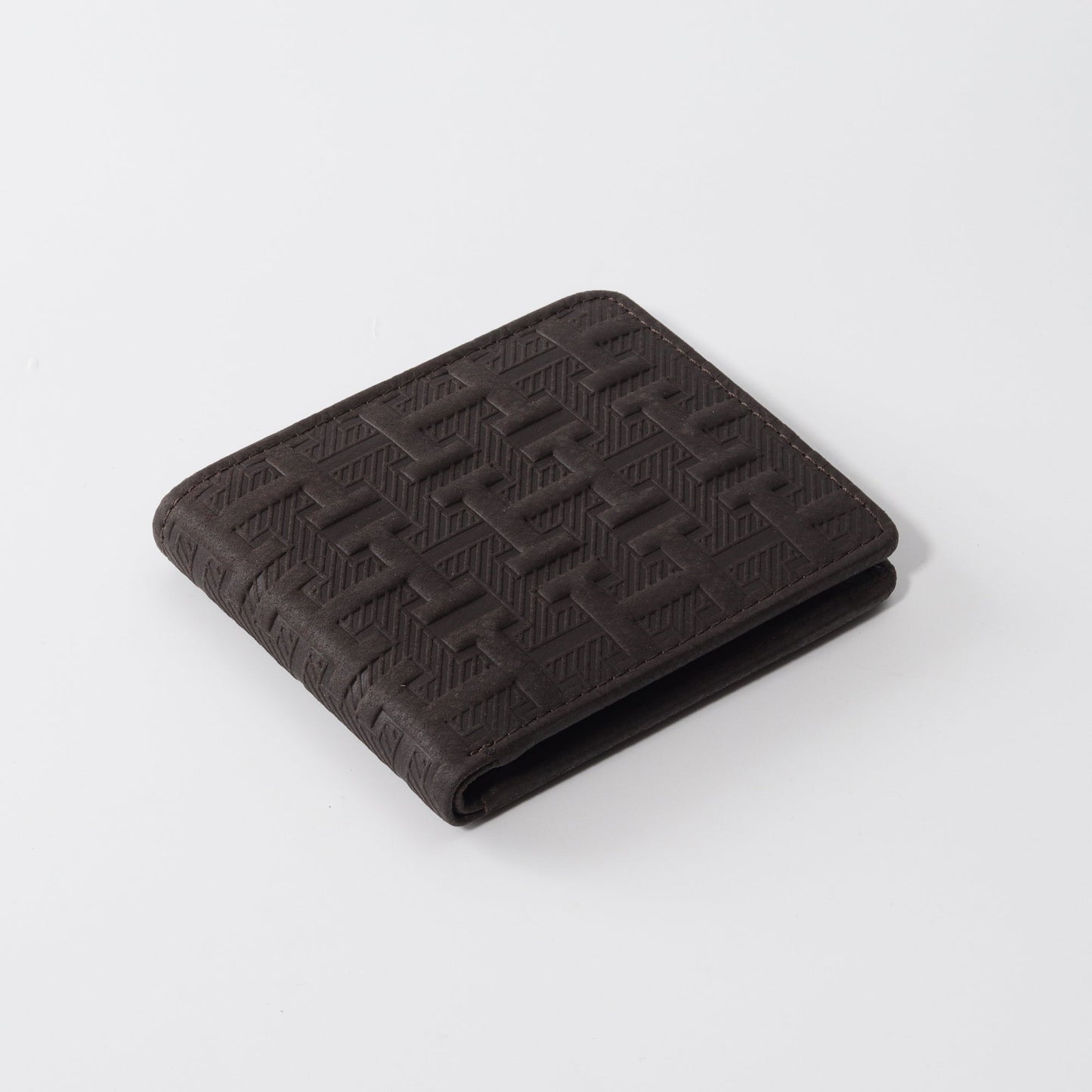 T-Grid Embossed Wallet in Dark Chocolate