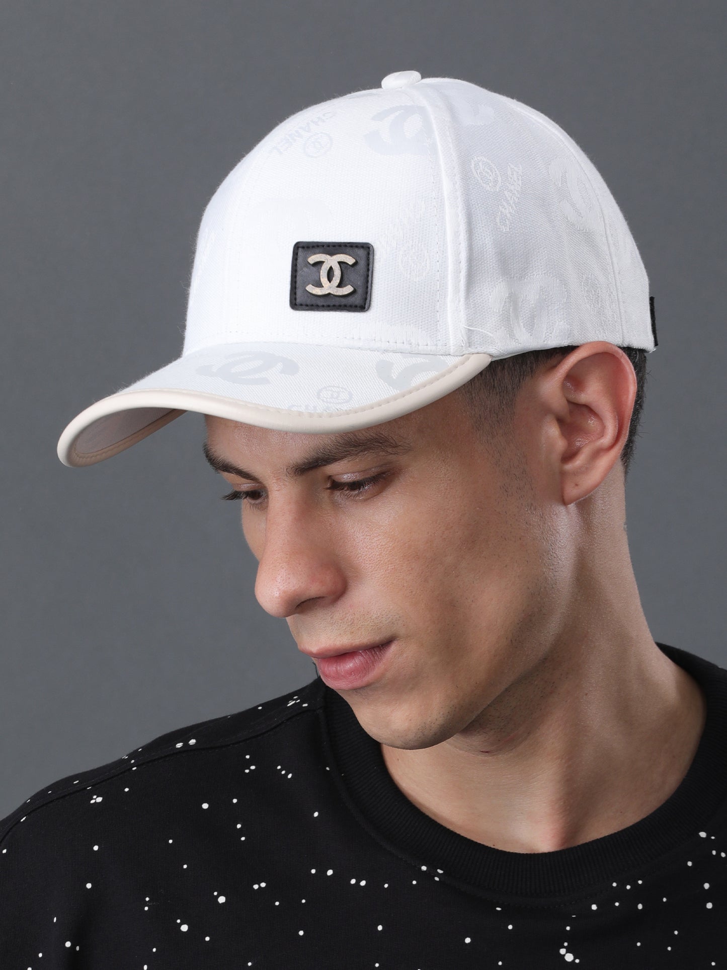 White Monogram Logo Cap