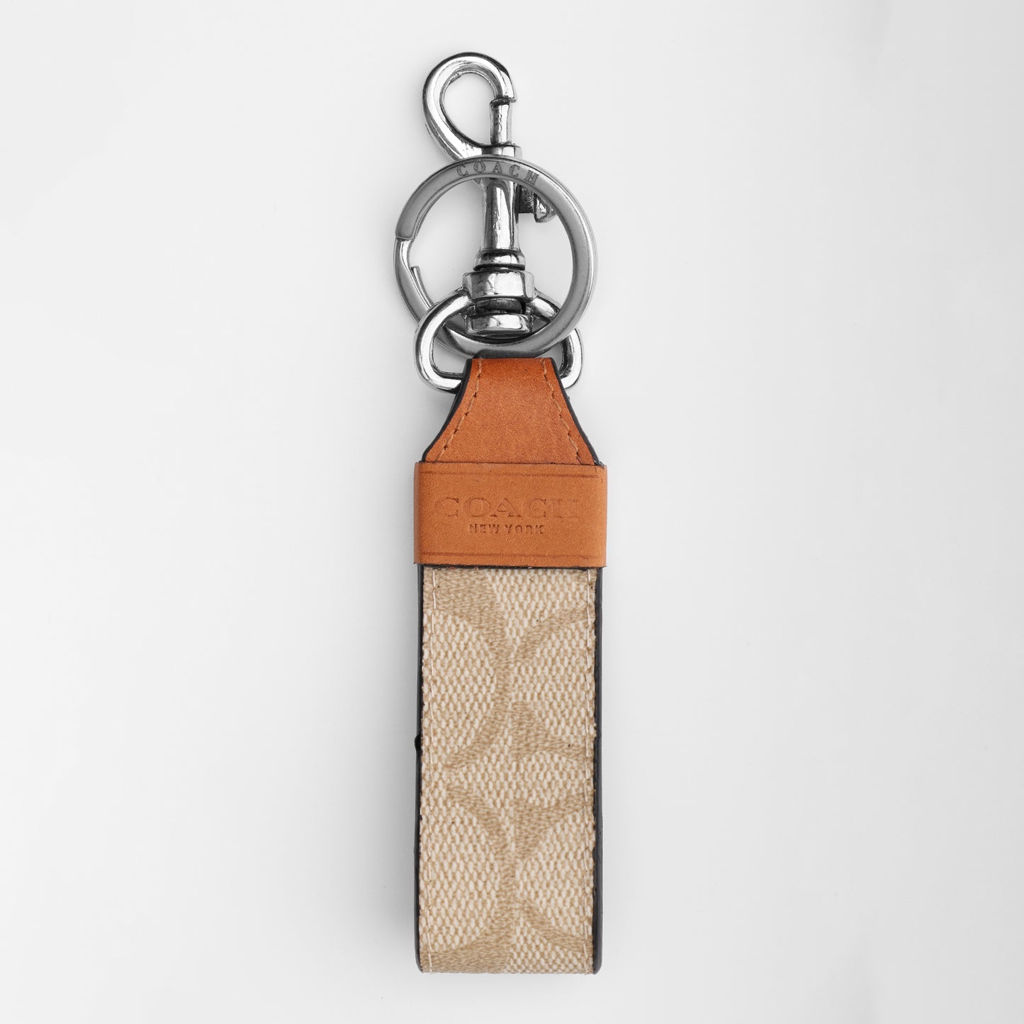 Tan Leather Trim keychain