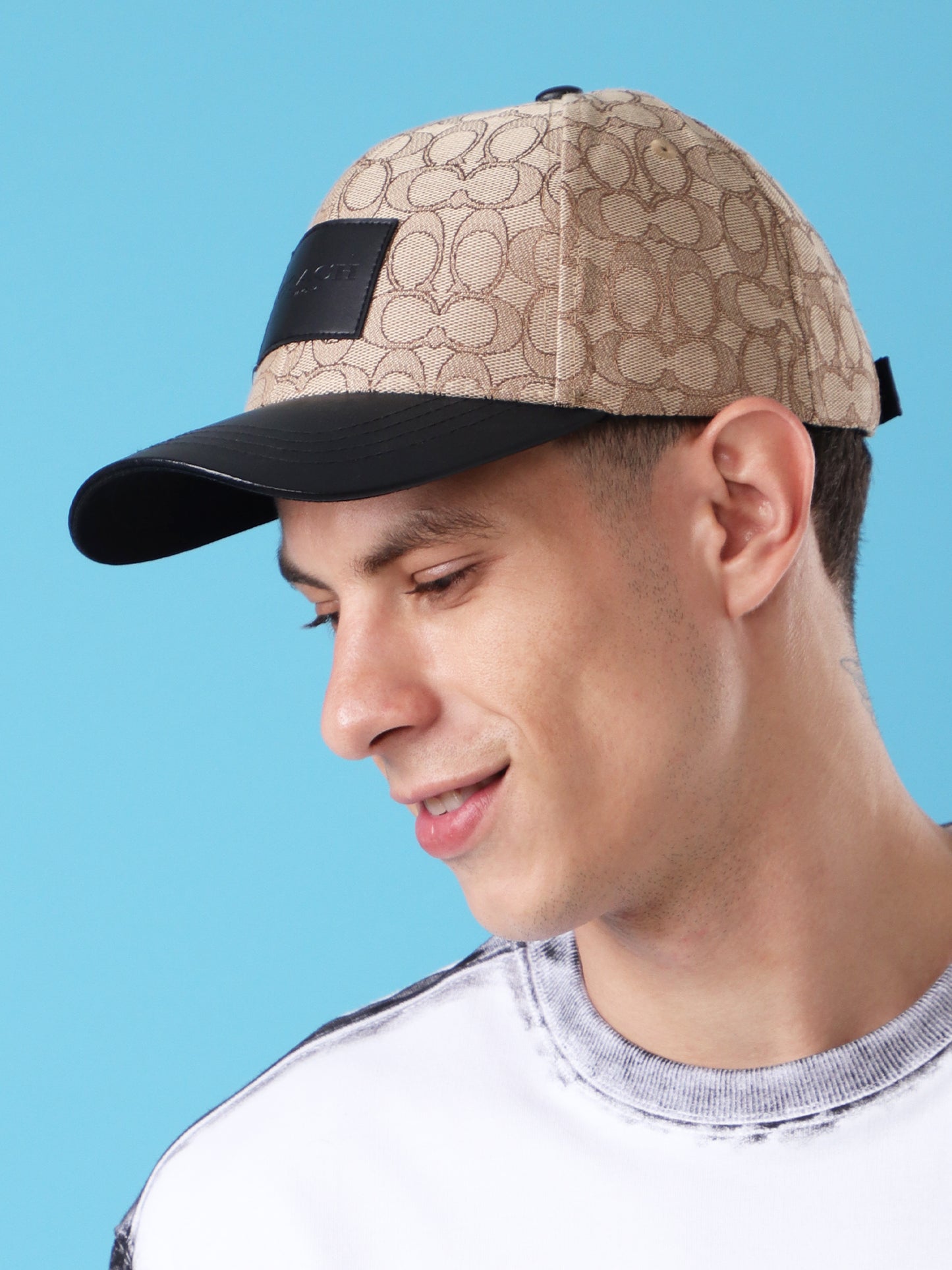Signature Beige Cap with Leather Patch – Urban Luxe Edition