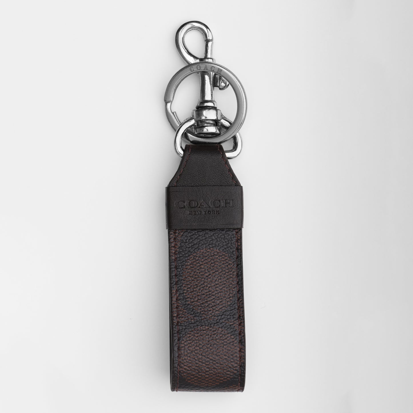 Signature Brown Leather Keychain
