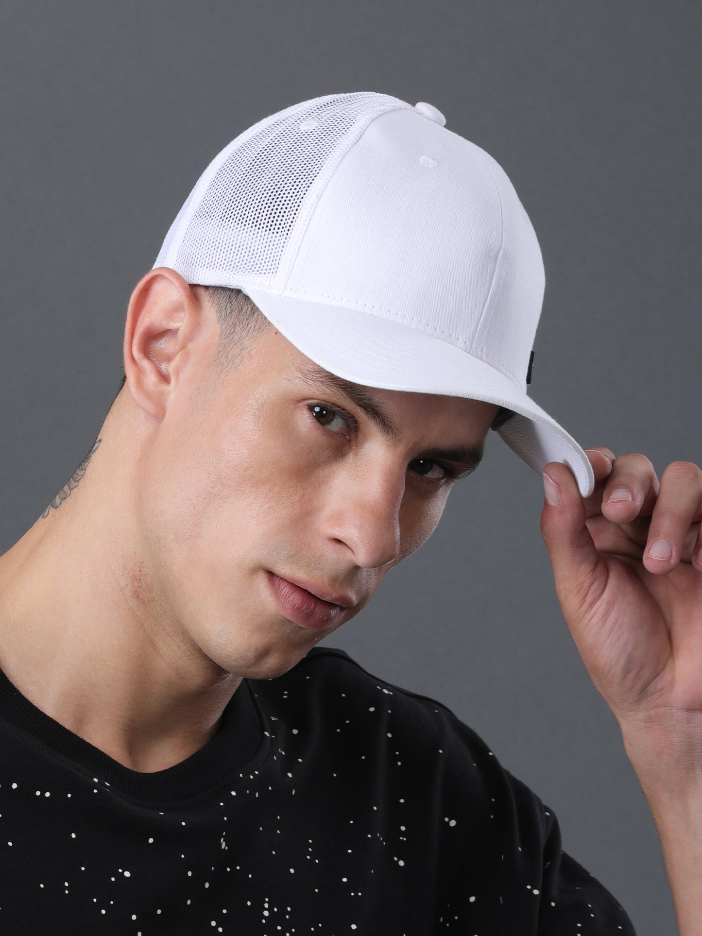 White Mesh Panel  Cap