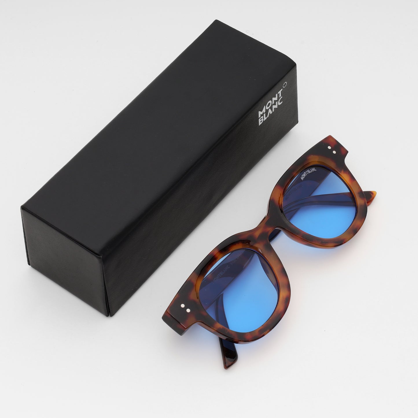 Montblanc Tortoiseshell Blue Lens Sunglasses