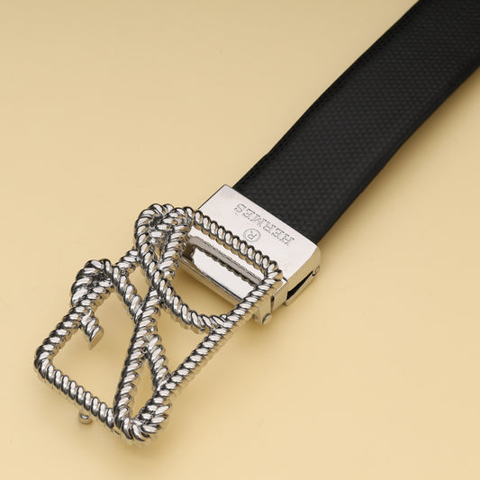 Mes Silver Rope Buckle Leather Belt